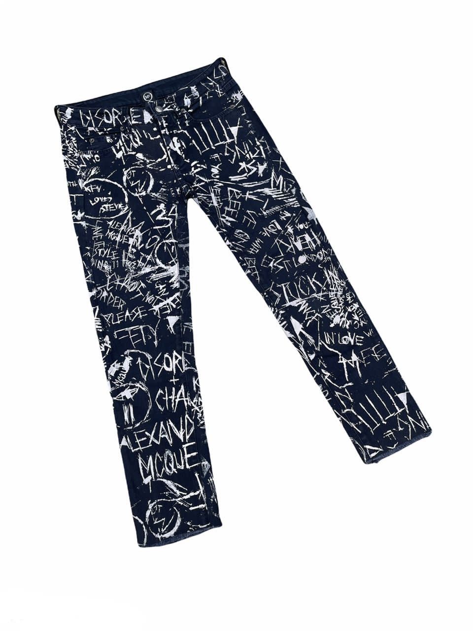 Alexander McQueen McQ By Alexander McQueen Graffiti Print Skinny Jeans Size US 28 / EU 44 - 3 Thumbnail