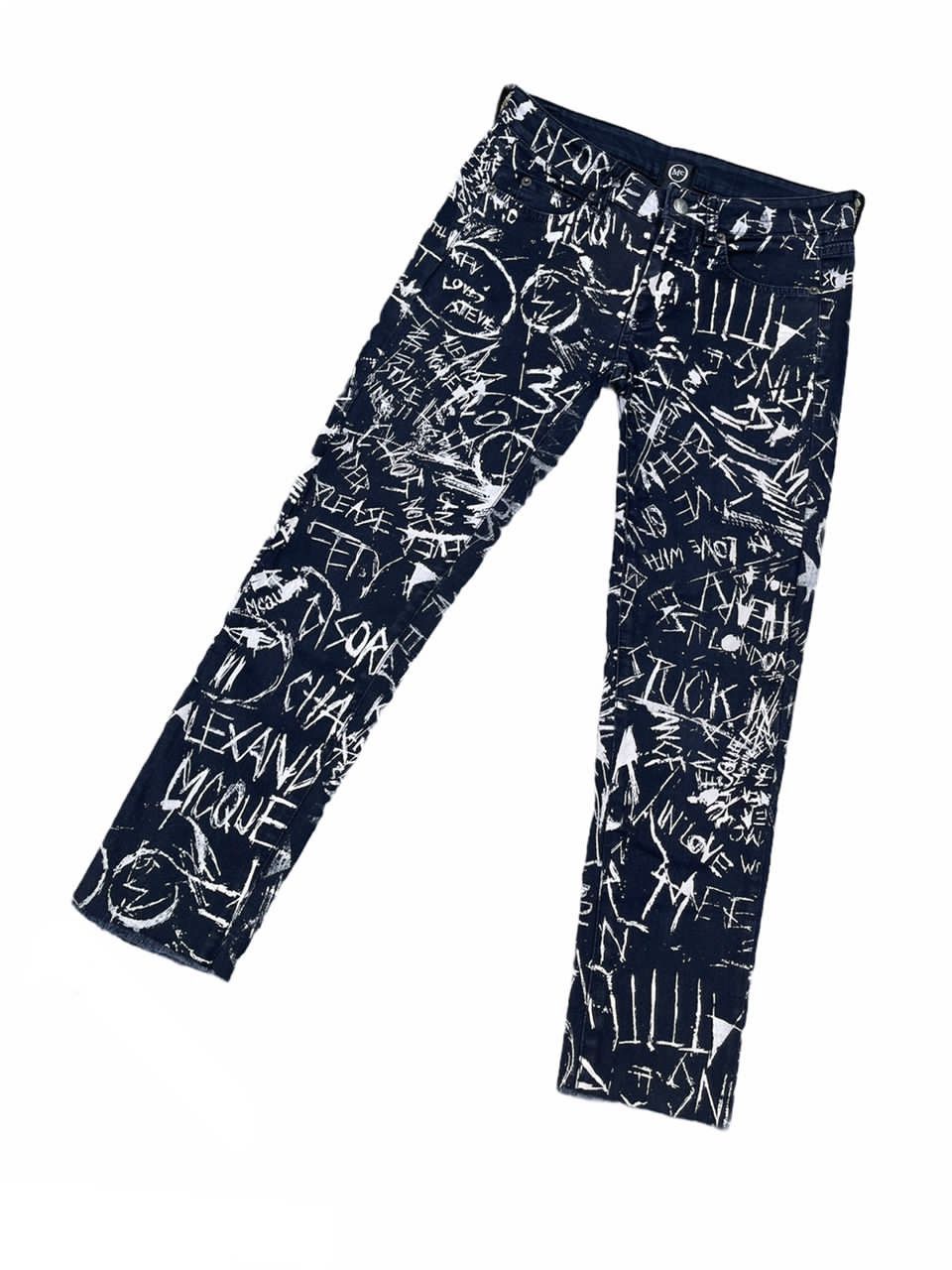 Alexander McQueen McQ By Alexander McQueen Graffiti Print Skinny Jeans Size US 28 / EU 44 - 2 Thumbnail
