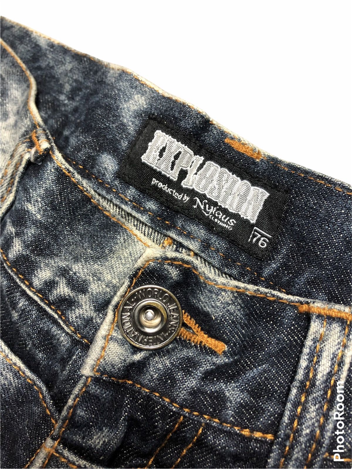 Bleach ⚡️RARE⚡️Bleach Explosion Double Waist Denim Size US 31 - 4 Thumbnail