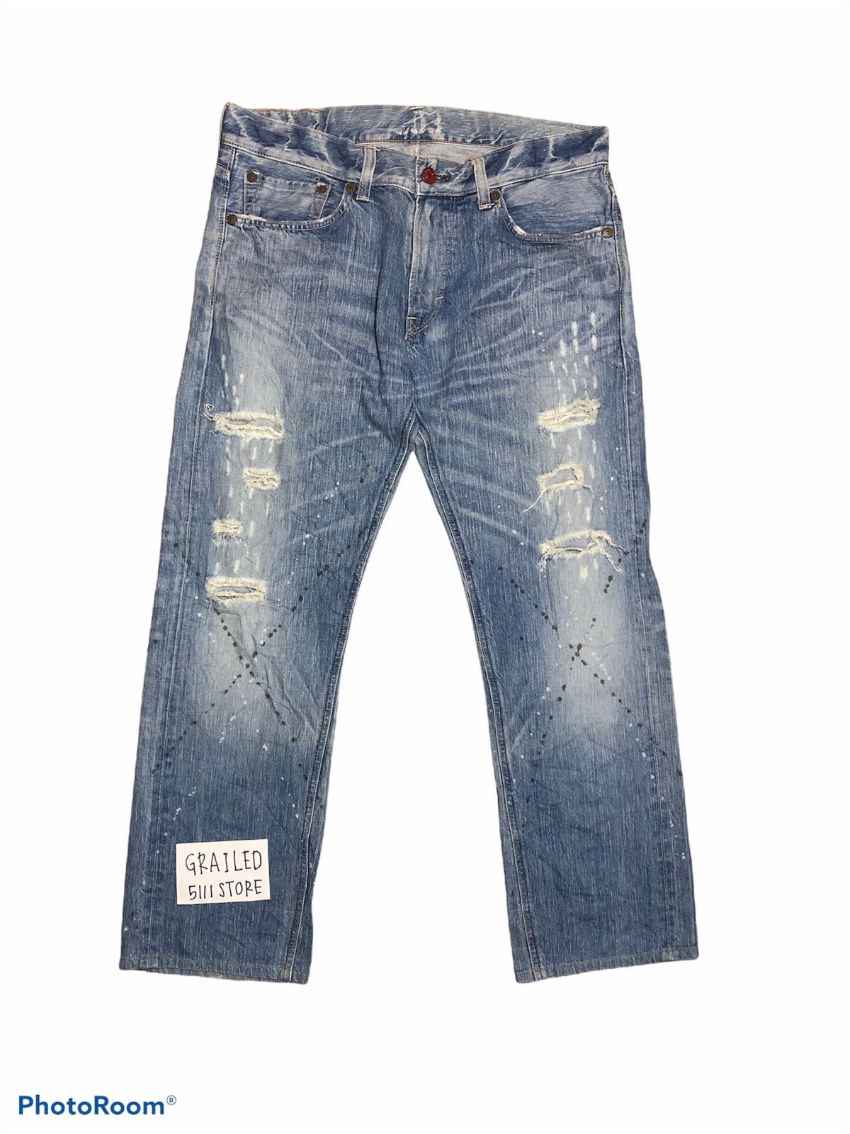 Edwin VINTAGE PAINTED EDWIN DISTRESSED DENIM Size US 37 - 1 Thumbnail
