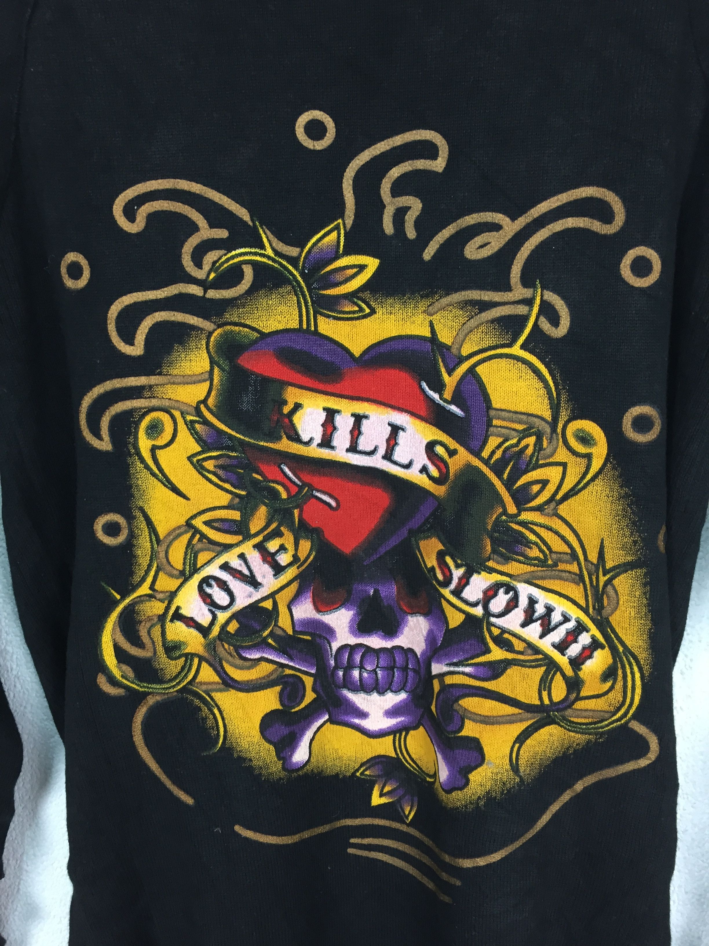 Christian Audigier ED HARDY V NECK BLACK LONG SLEEVES Size L / US 10 / IT 46 - 7 Thumbnail