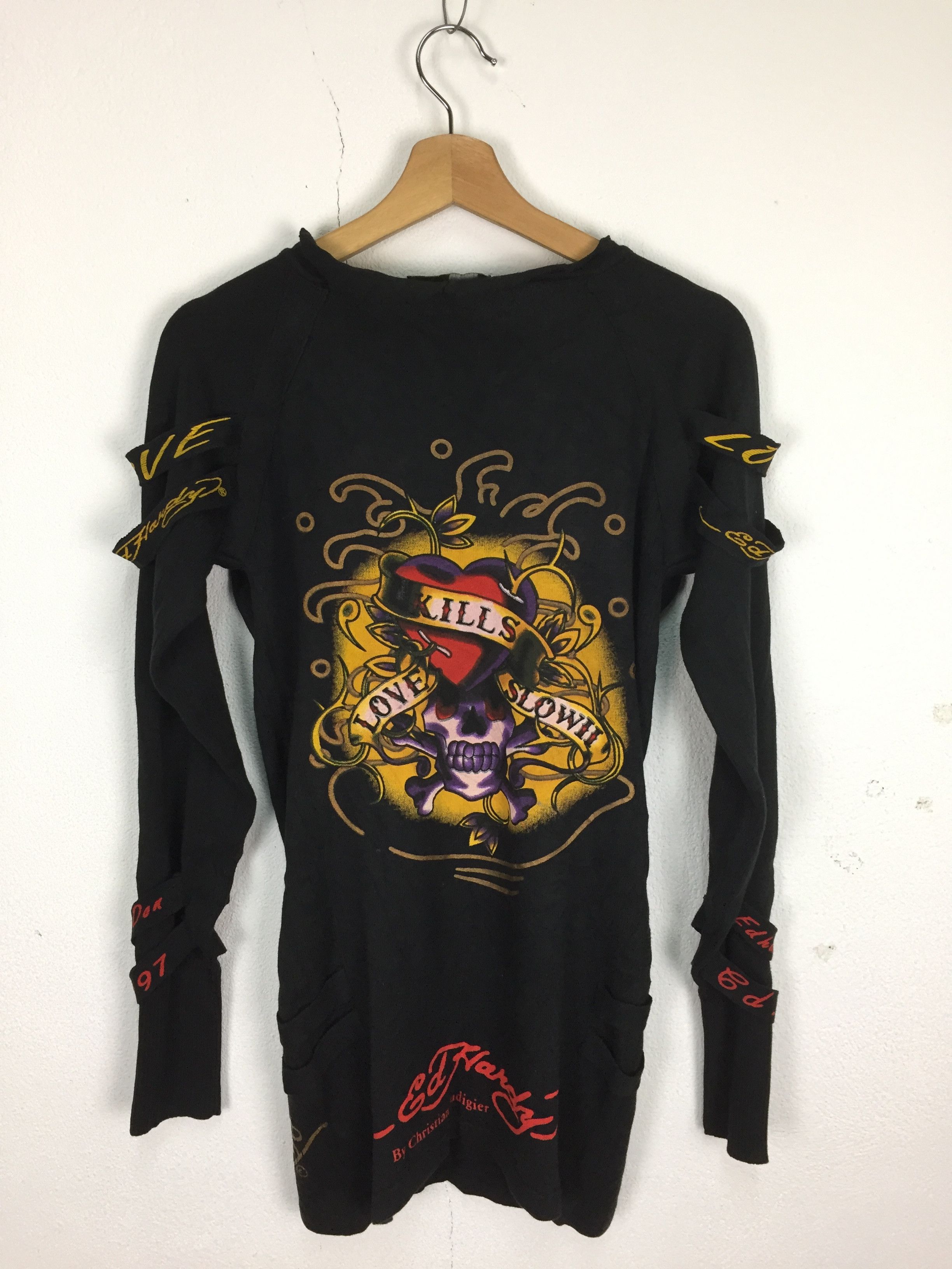 Christian Audigier ED HARDY V NECK BLACK LONG SLEEVES Size L / US 10 / IT 46 - 6 Thumbnail