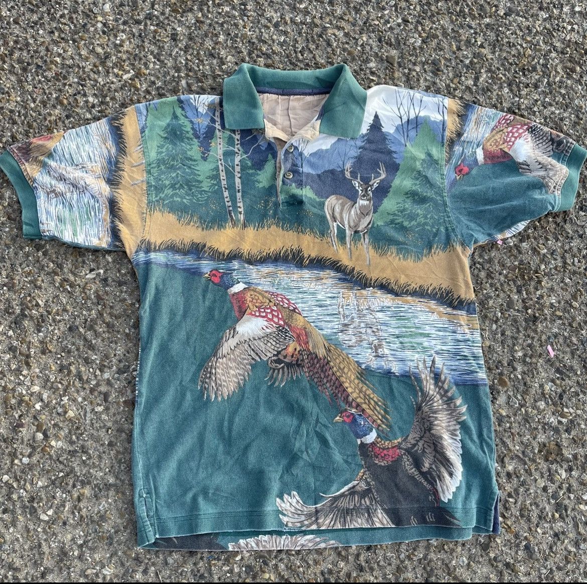 Vintage 90’s Nature all over print polo shirt
