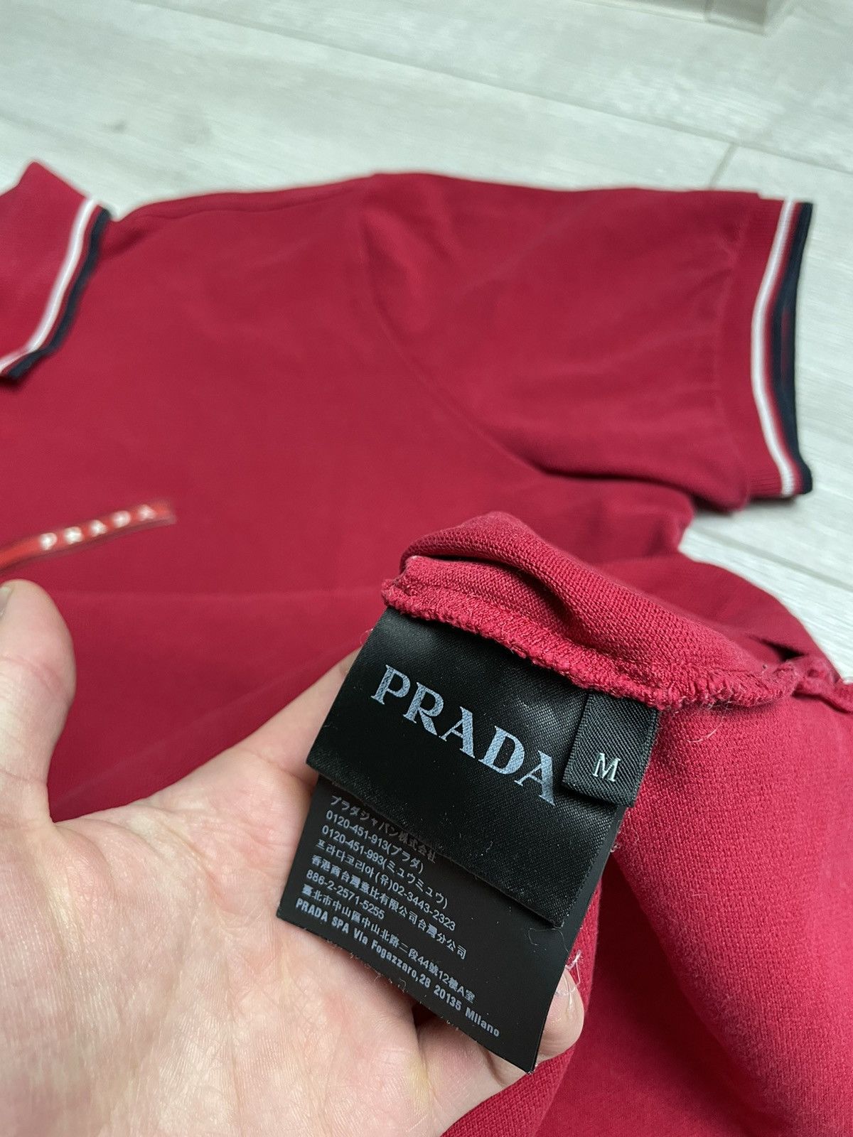 Prada Prada Red Tab Red Polo Shirt Size US S / EU 44-46 / 1 - 8 Thumbnail