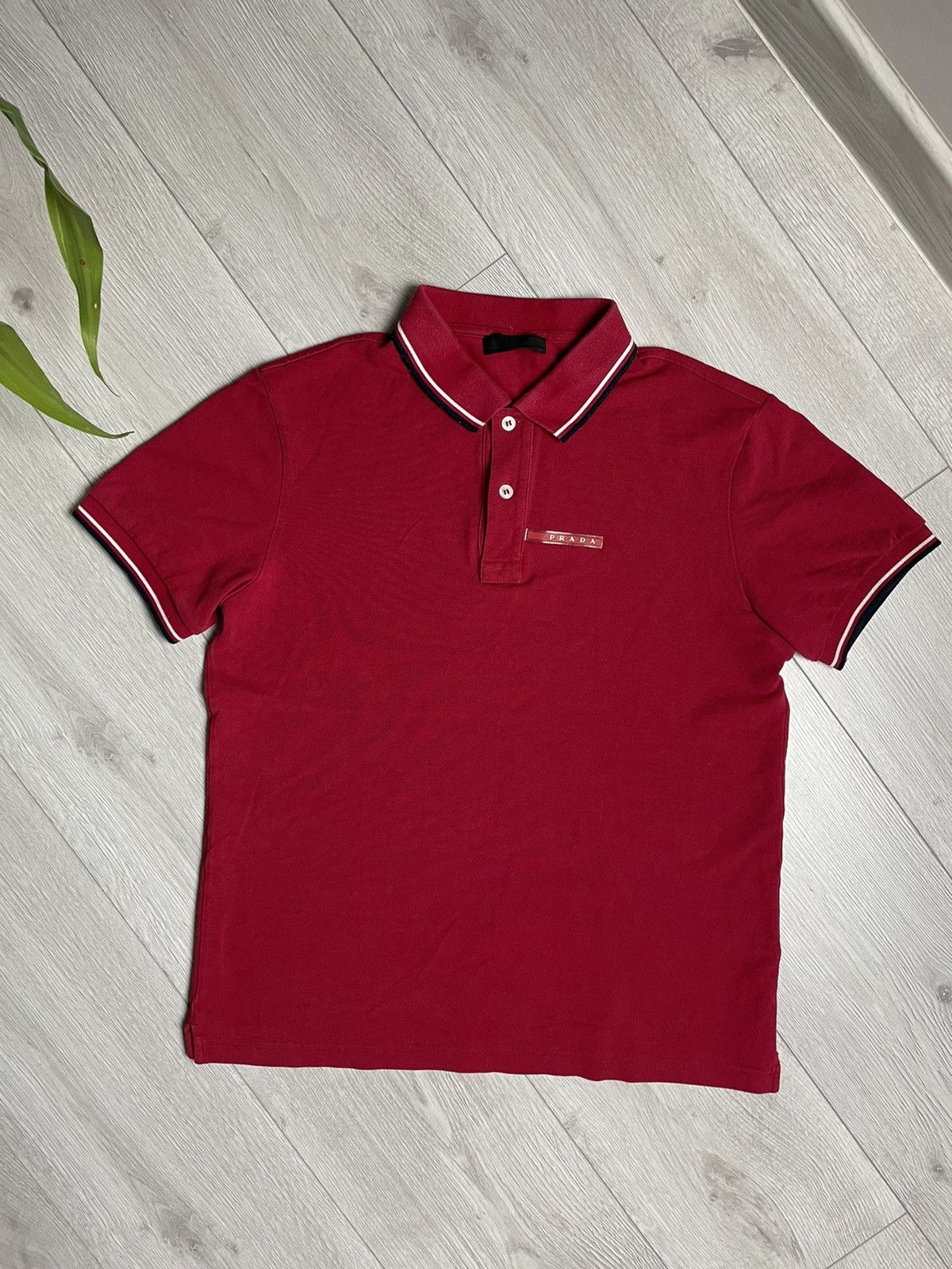 Prada Prada Red Tab Red Polo Shirt Size US S / EU 44-46 / 1 - 3 Thumbnail