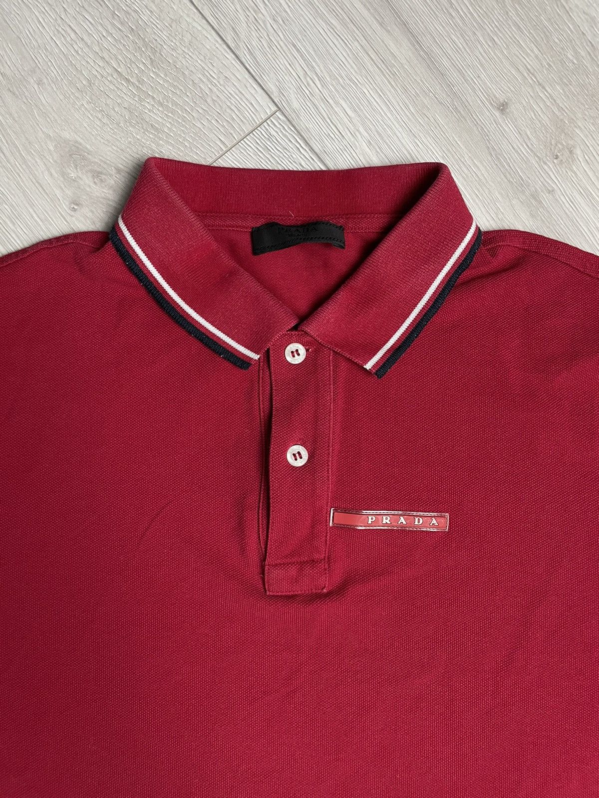 Prada Prada Red Tab Red Polo Shirt Size US S / EU 44-46 / 1 - 4 Thumbnail