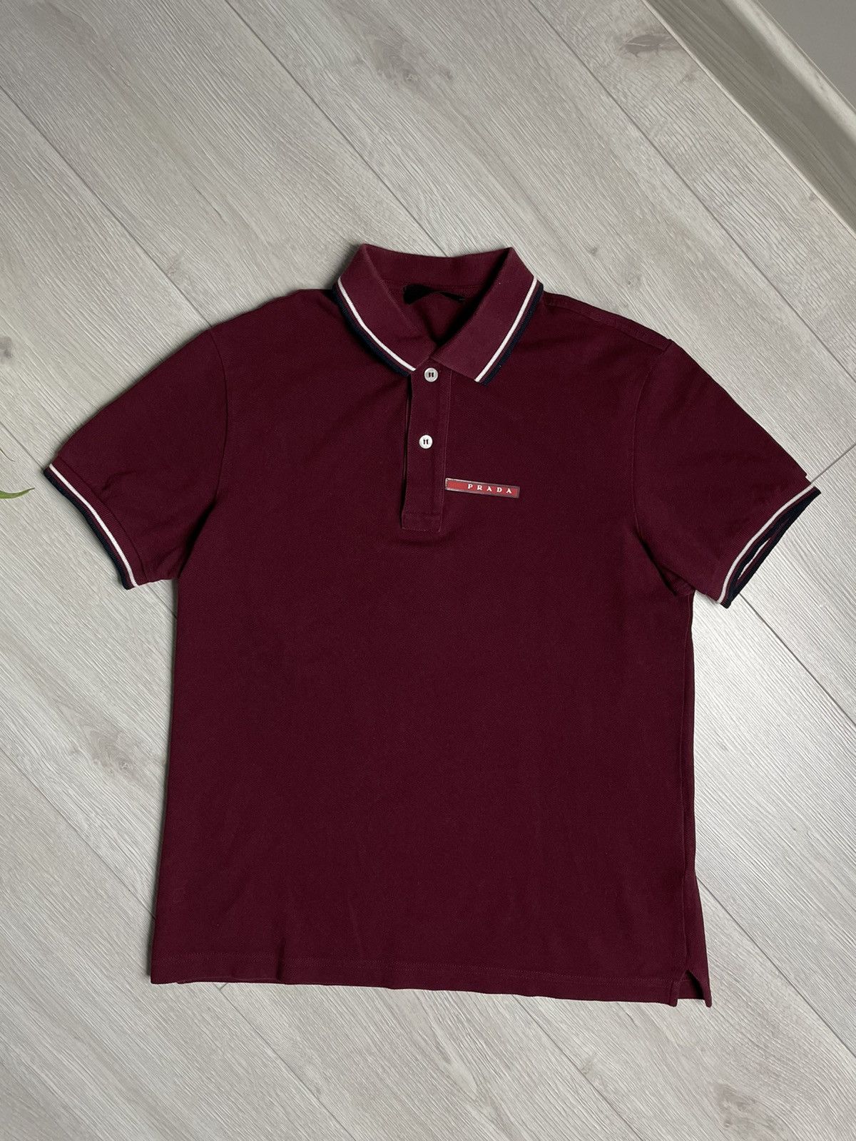 Prada Prada Red Tab Burgundy Polo Shirt Size US S / EU 44-46 / 1 - 3 Thumbnail