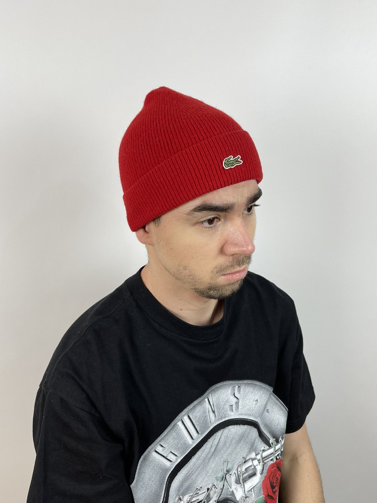 Red lacoste beanie online