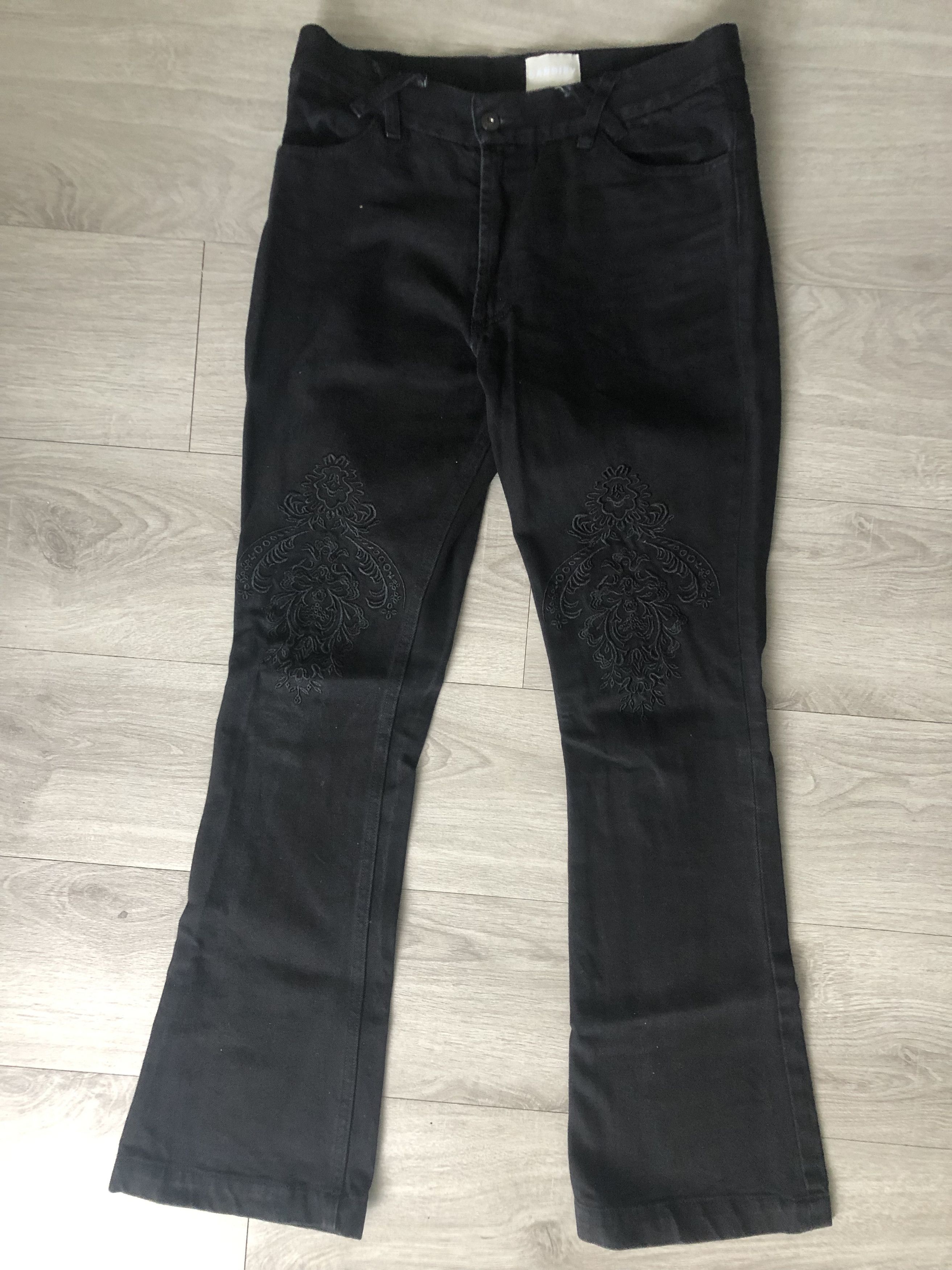 Sangiev Sangiev Black Embroidered Flared Jeans | Grailed