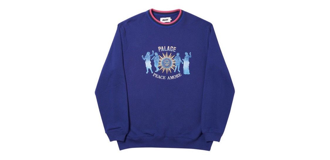 Pre-owned Hype X Palace - Embroidered Tripper Rib Crew In Purple Ss19 In Purple/blue