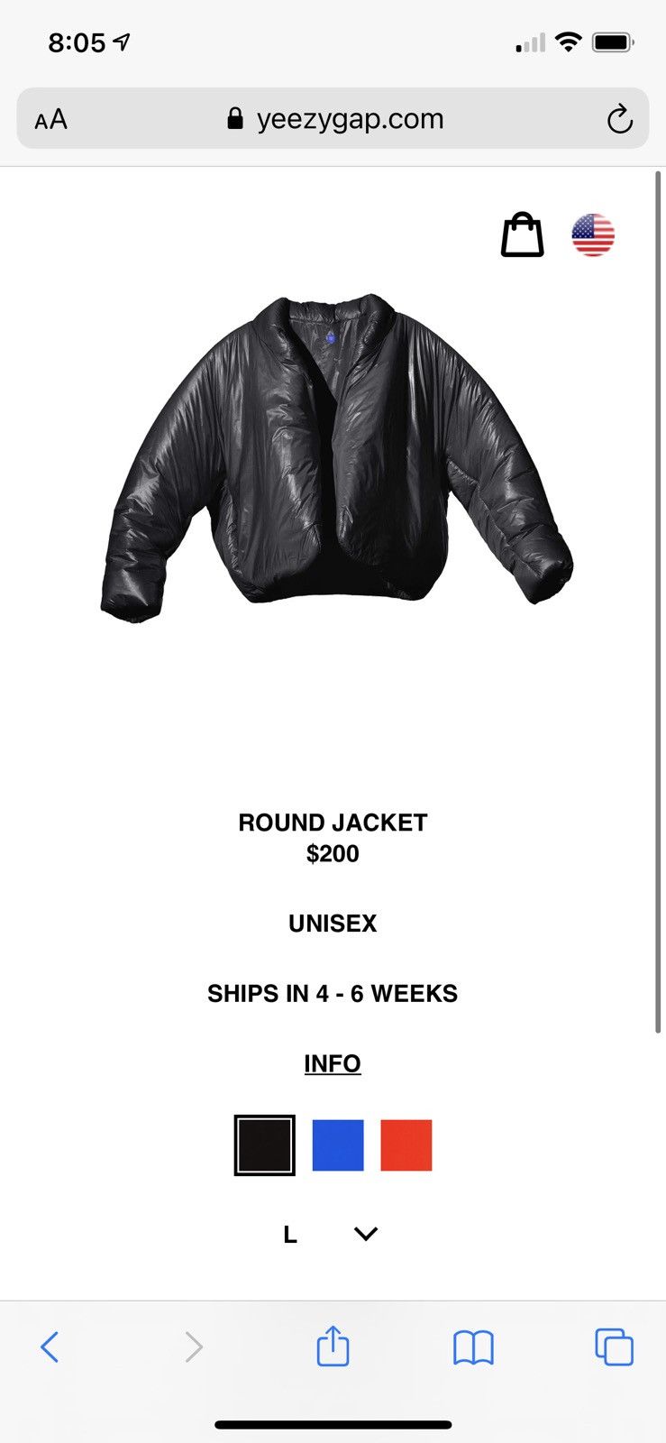 Gap Gap x Yzy Yeezy Kanye West Black Round Jacket L | Grailed