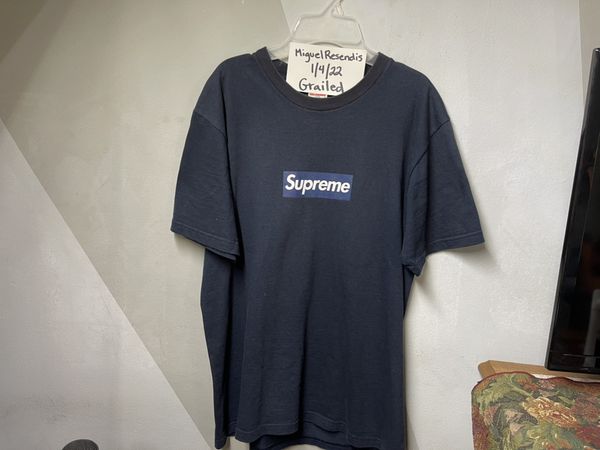 Supreme Supreme Yankees Box Logo Tee Navy SS15 | Grailed