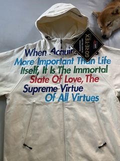 Supreme hooded denim outlet jacket