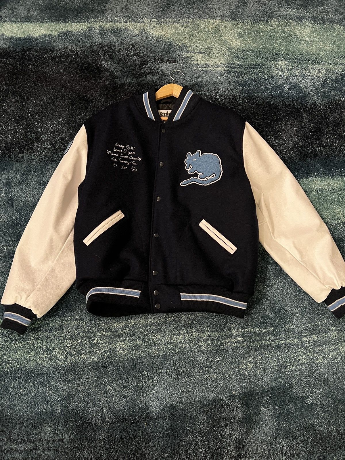 Stray Rats Stray Rats 10th Anniversary Varsity Jacket Blue | Grailed