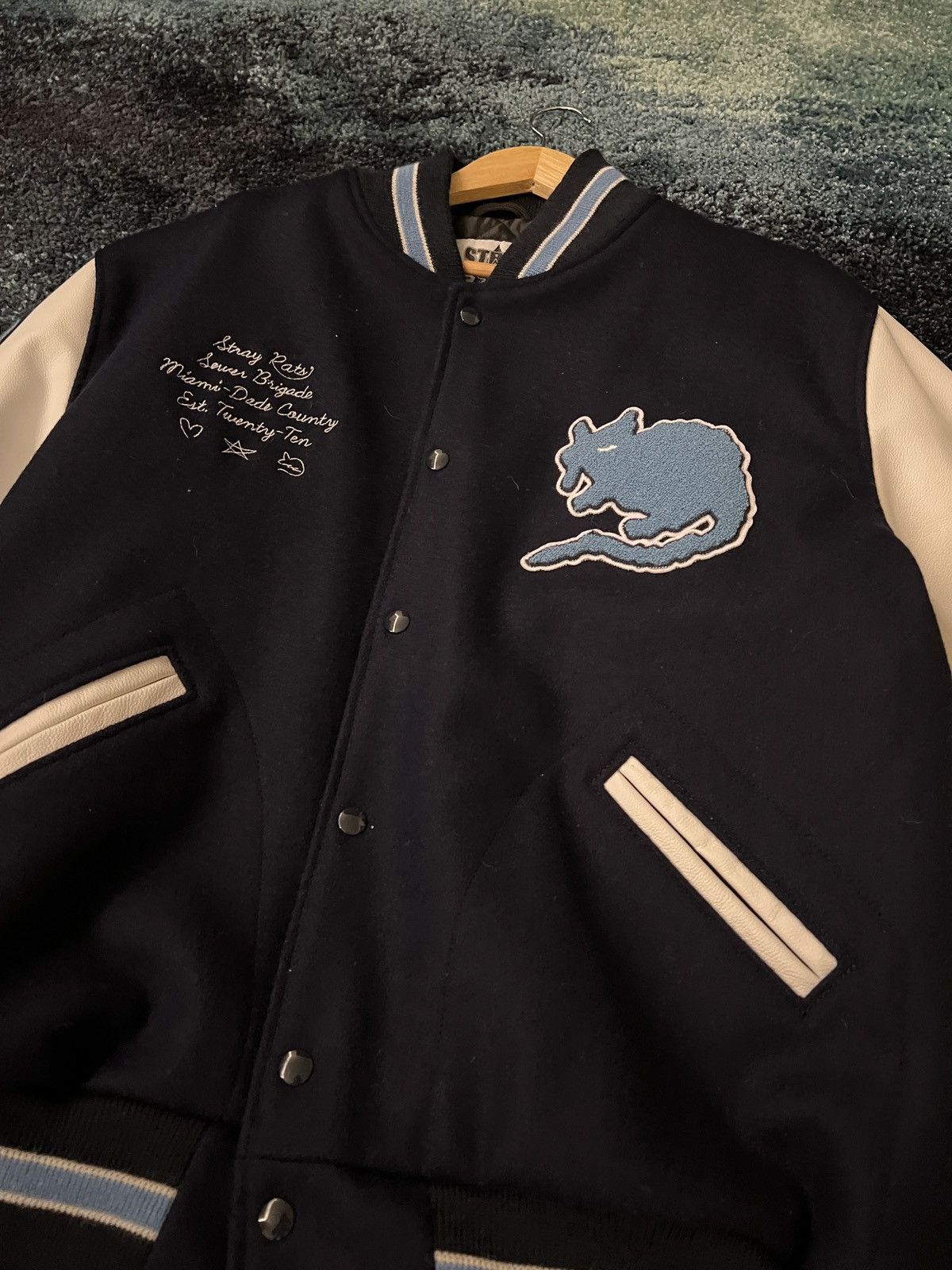 Stray Rats Stray Rats 10th Anniversary Varsity Jacket Blue | Grailed