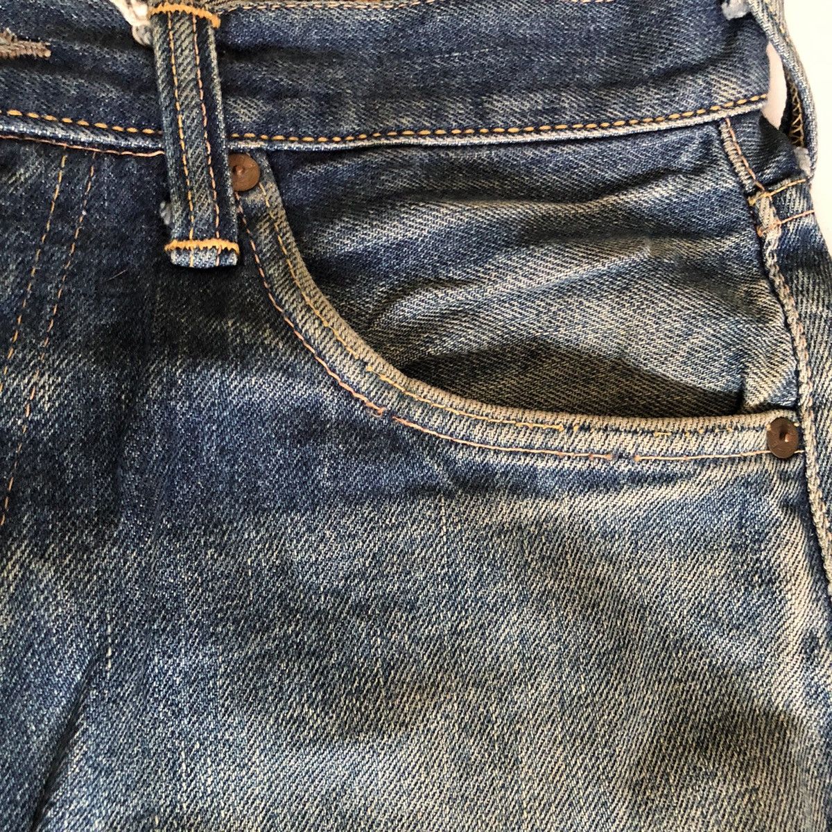 Vintage Evisu No.2 Daicock Japan Ripped Denim Selvadge