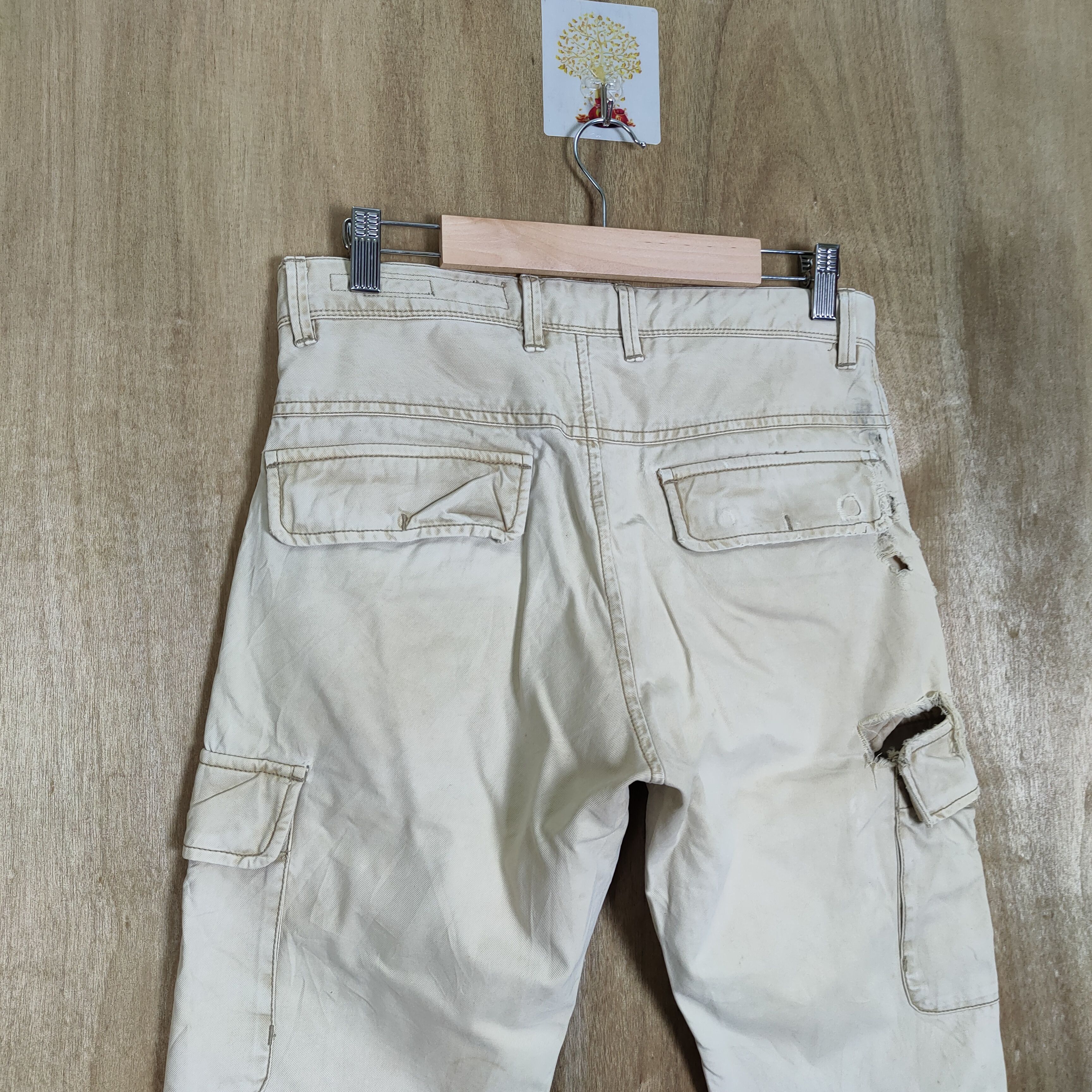 Japanese Brand × Vintage BACK NUMBER FADED DISTRESSED CARGO PANTS Size US 29 - 7 Thumbnail
