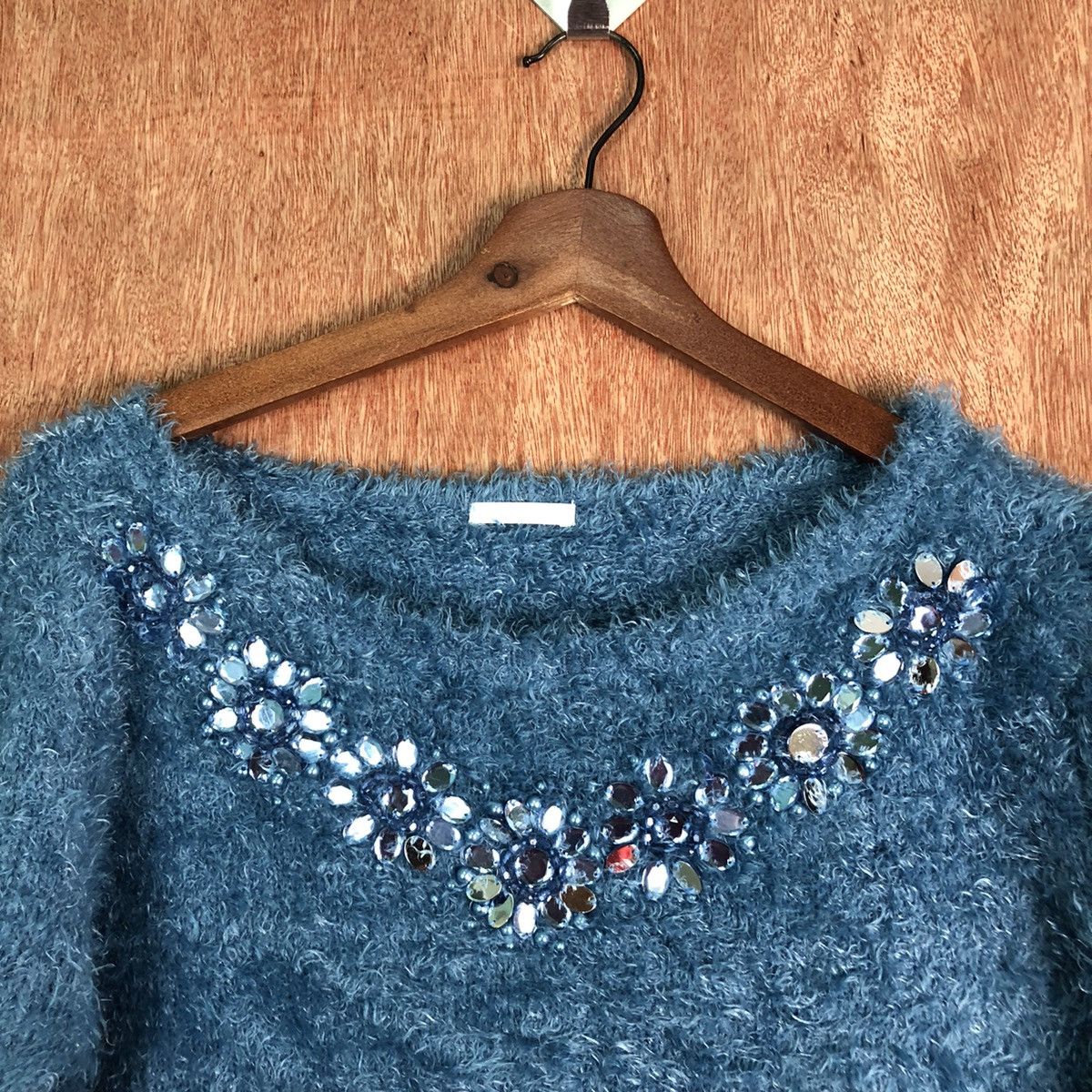 Japanese Brand GU Blue Shag Shaggy Fur Mohair Knitwear #6533 Size S / US 4 / IT 40 - 4 Thumbnail