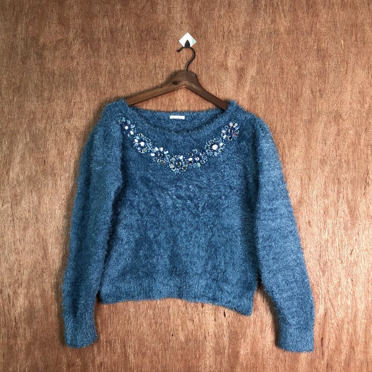 Japanese Brand GU Blue Shag Shaggy Fur Mohair Knitwear #6533 Size S / US 4 / IT 40 - 1 Thumbnail