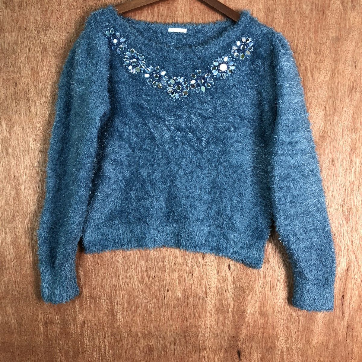 Japanese Brand GU Blue Shag Shaggy Fur Mohair Knitwear #6533 Size S / US 4 / IT 40 - 3 Thumbnail