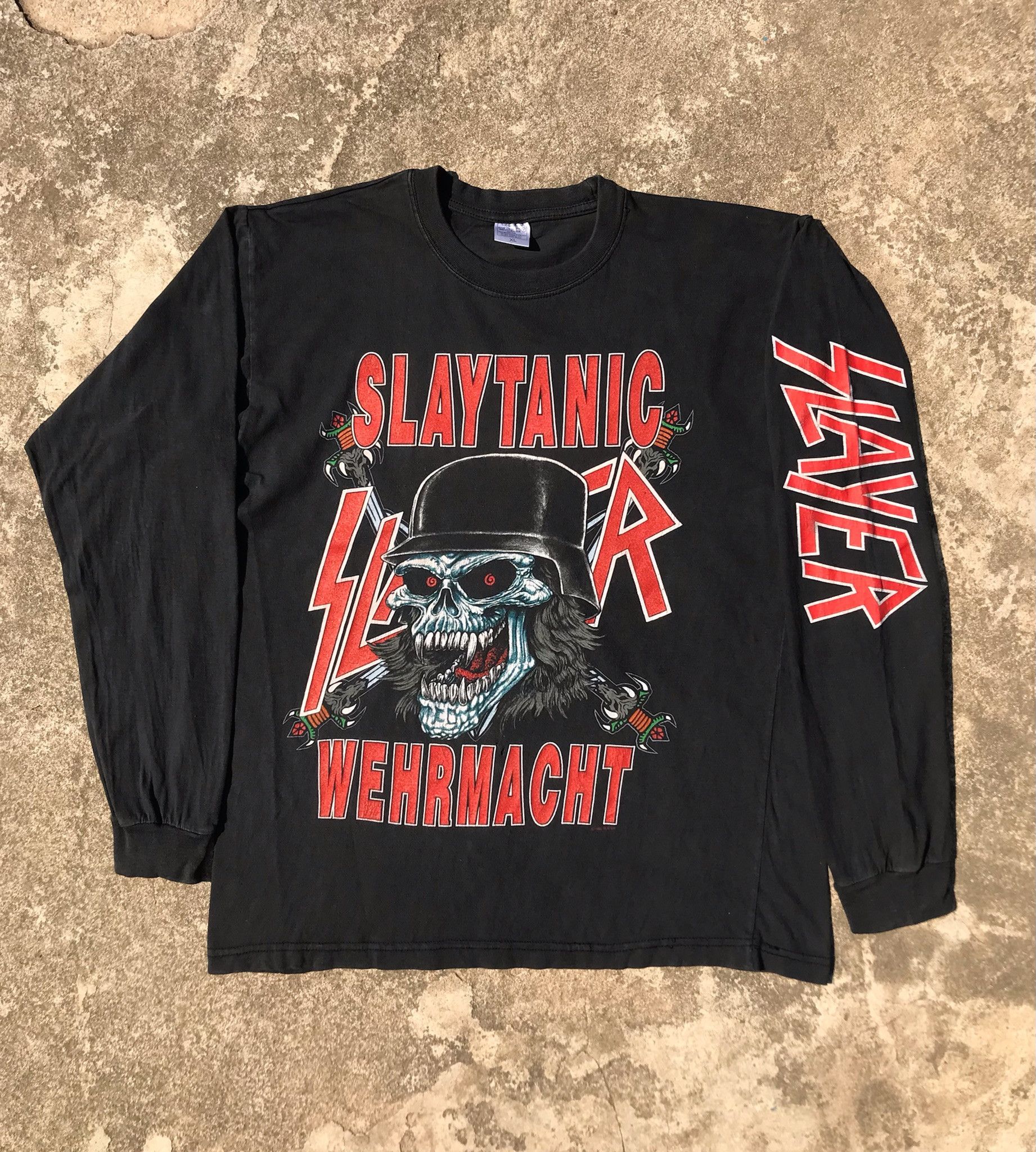 T-shirt Vintage Slayer - Slaytanic Wehrmacht - Metal Thrash Death Années 2000 - Taille M Noir - Occasion