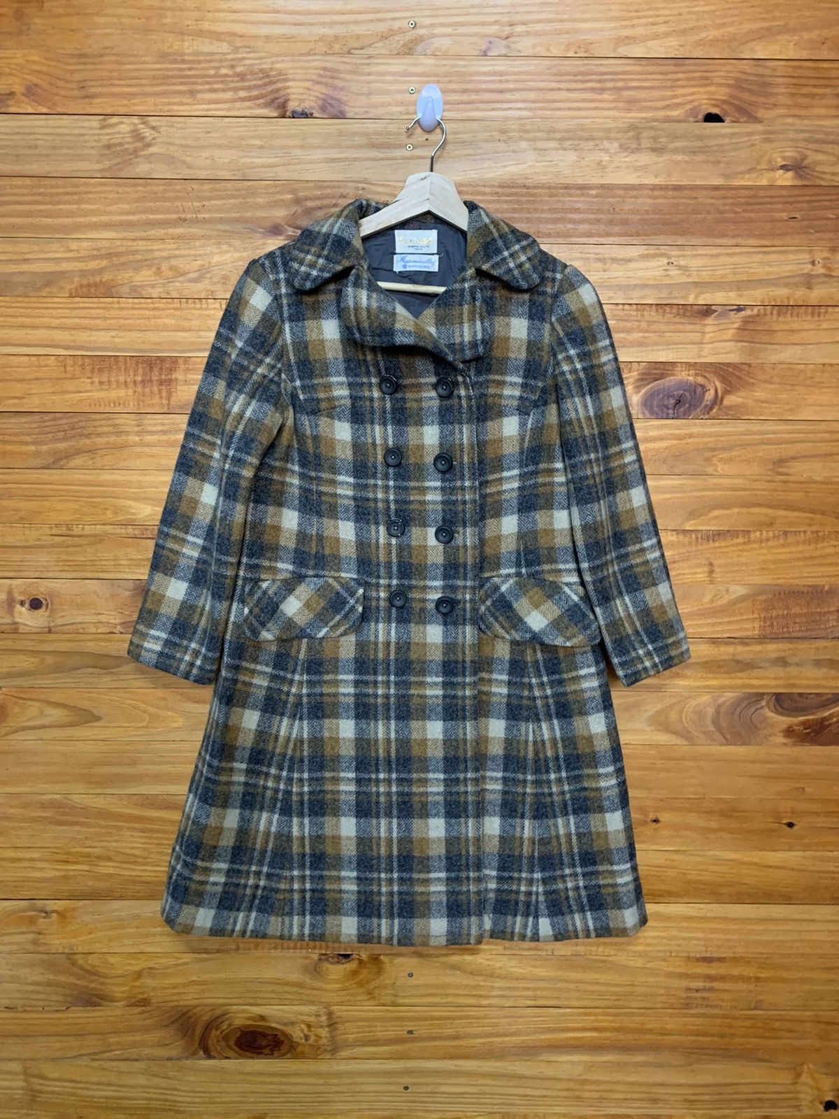 Japanese Brand × Mademoiselle Non Non Vintage Oriental Mademoiselle Plaid Tartan Wool Coat Size US S / EU 44-46 / 1 - 1 Thumbnail