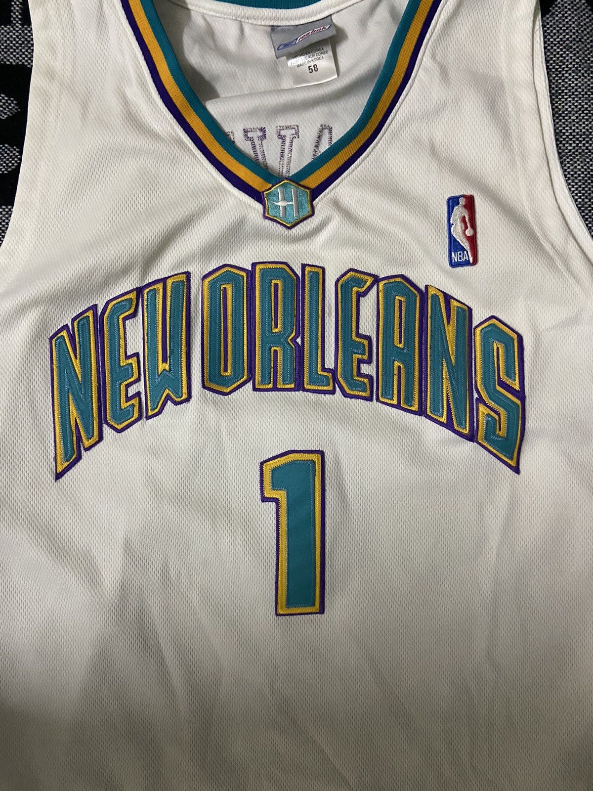 NBA Vtg 90s Baron Davis New Orleans Hornets Authentic Reebok Size US XXL / EU 58 / 5 - 3 Thumbnail