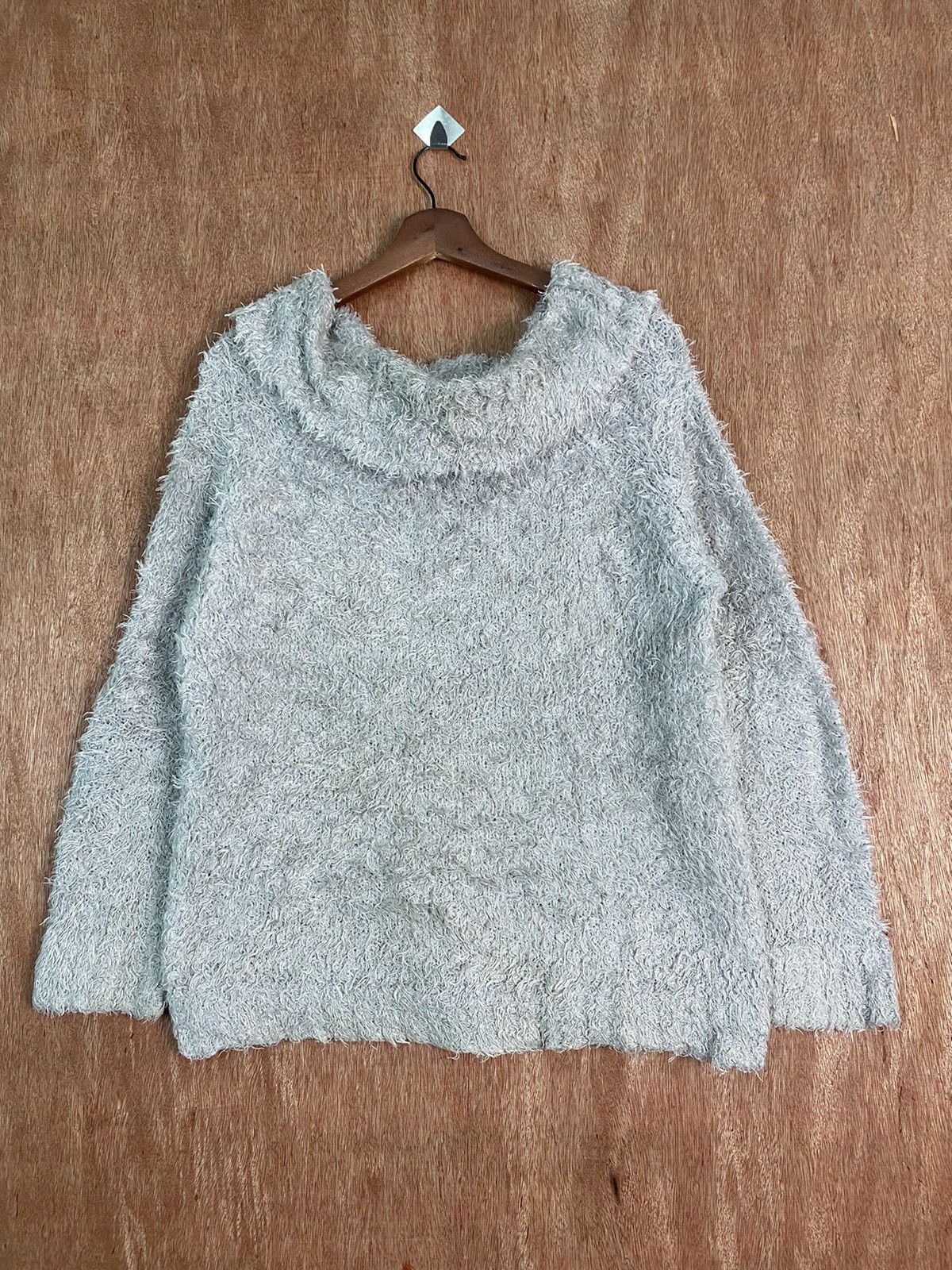 image of Homespun Knitwear Emsexcite Grey Shag Shaggy Fur Mohair Knitwear B610, Men's (Size Medium)