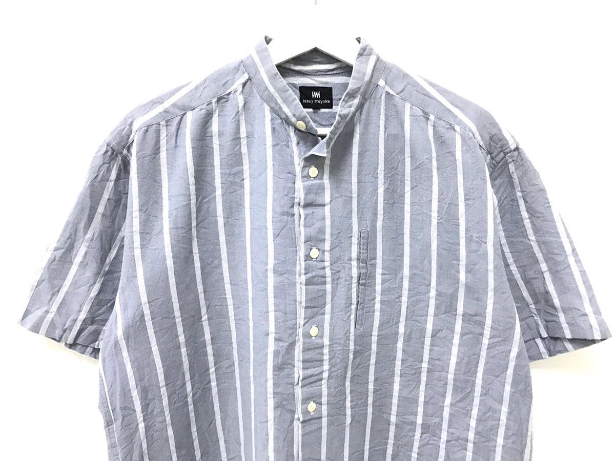 Issey Miyake × Japanese Brand × Vintage 💥90s Issey Miyake Blue Stripe Button Shirt Size US S / EU 44-46 / 1 - 4 Thumbnail