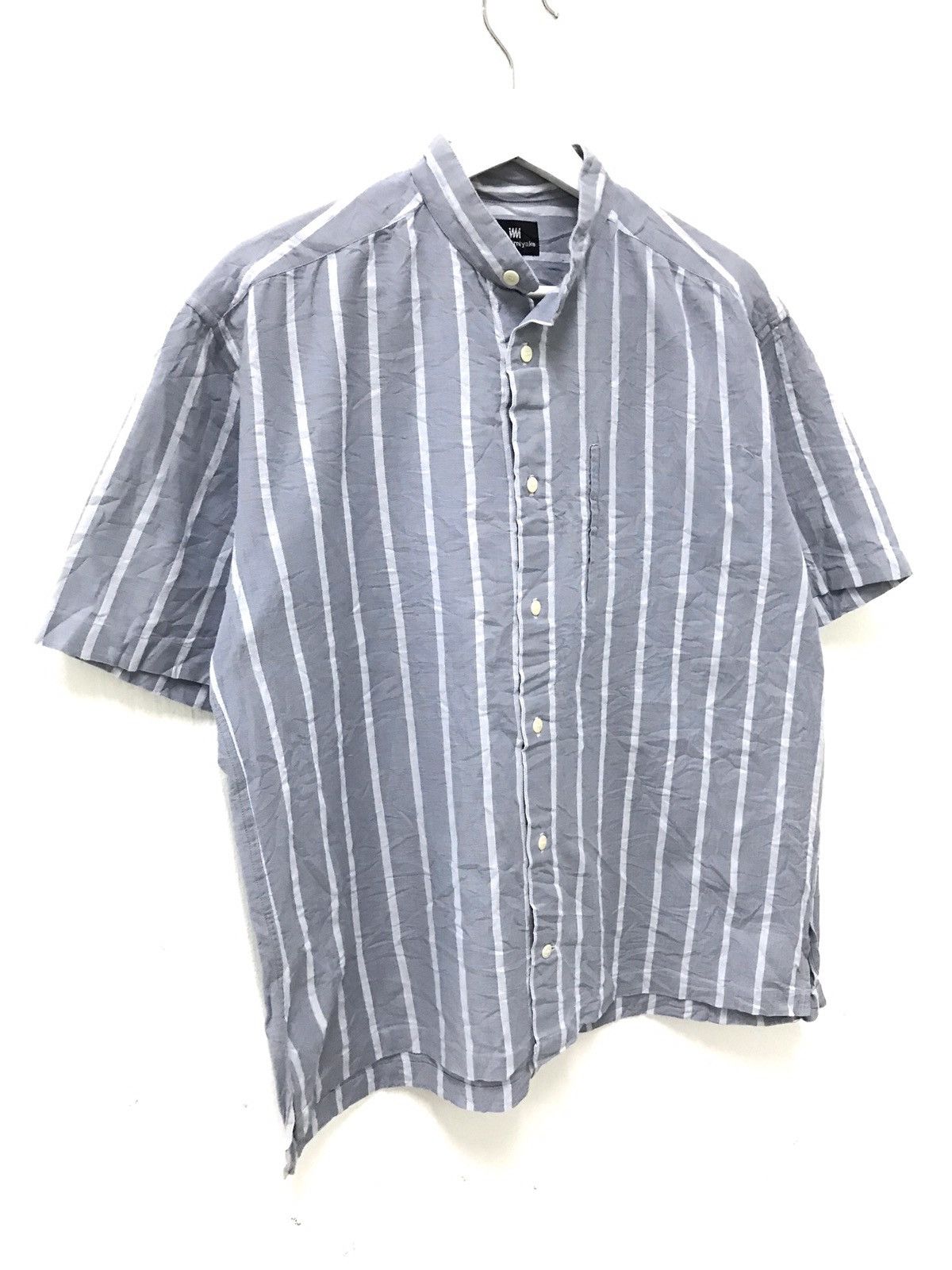 Issey Miyake × Japanese Brand × Vintage 💥90s Issey Miyake Blue Stripe Button Shirt Size US S / EU 44-46 / 1 - 3 Thumbnail
