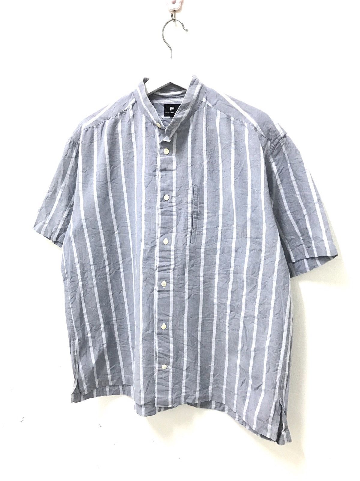 Issey Miyake × Japanese Brand × Vintage 💥90s Issey Miyake Blue Stripe Button Shirt Size US S / EU 44-46 / 1 - 2 Thumbnail