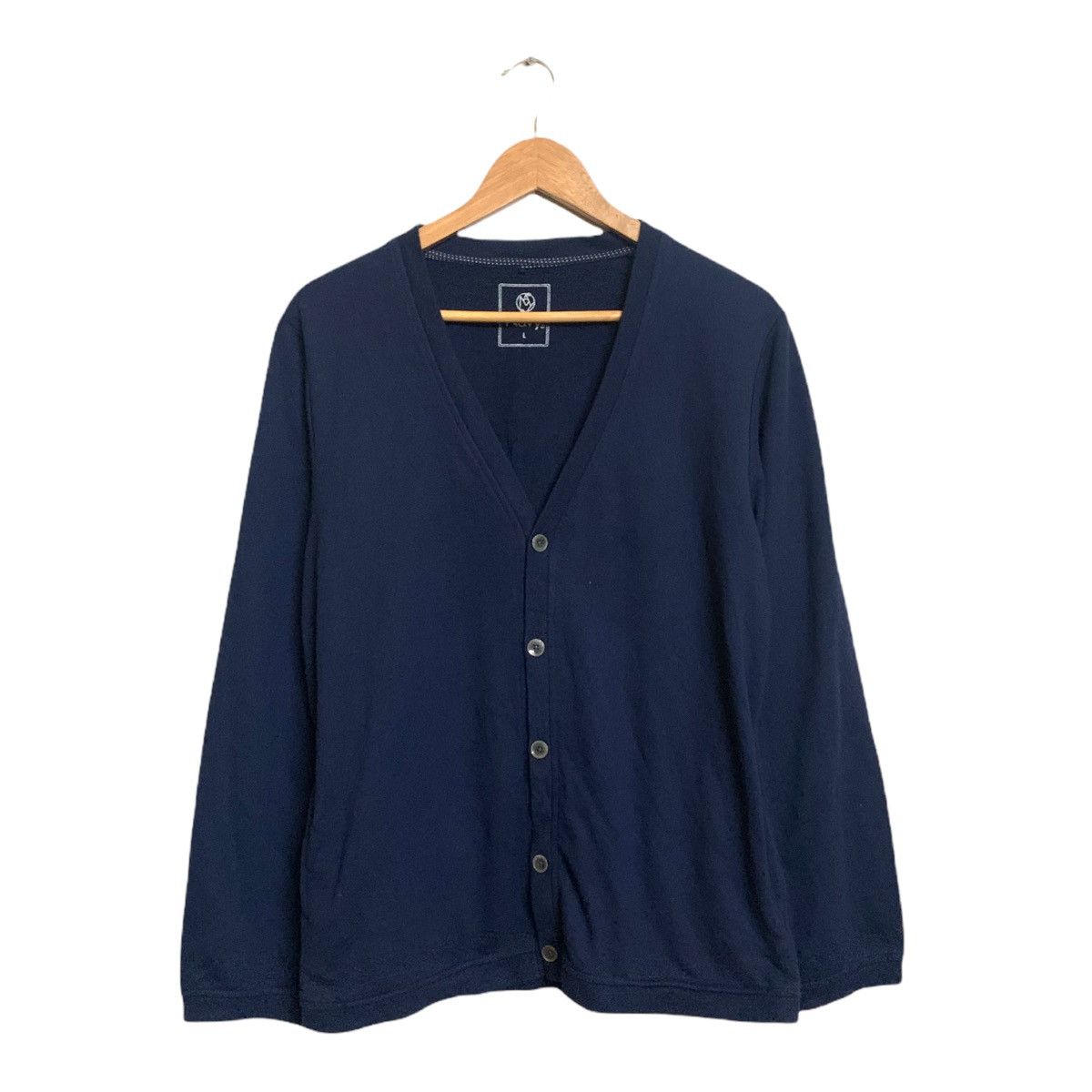 Japanese Brand Navy Produce Indigo Blue Cardigan Sweater Size US L / EU 52-54 / 3 - 1 Thumbnail