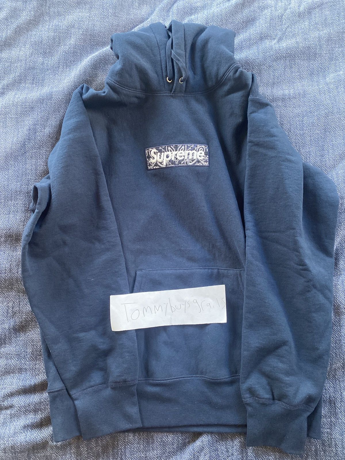 Supreme bandana box sales logo hoodie navy