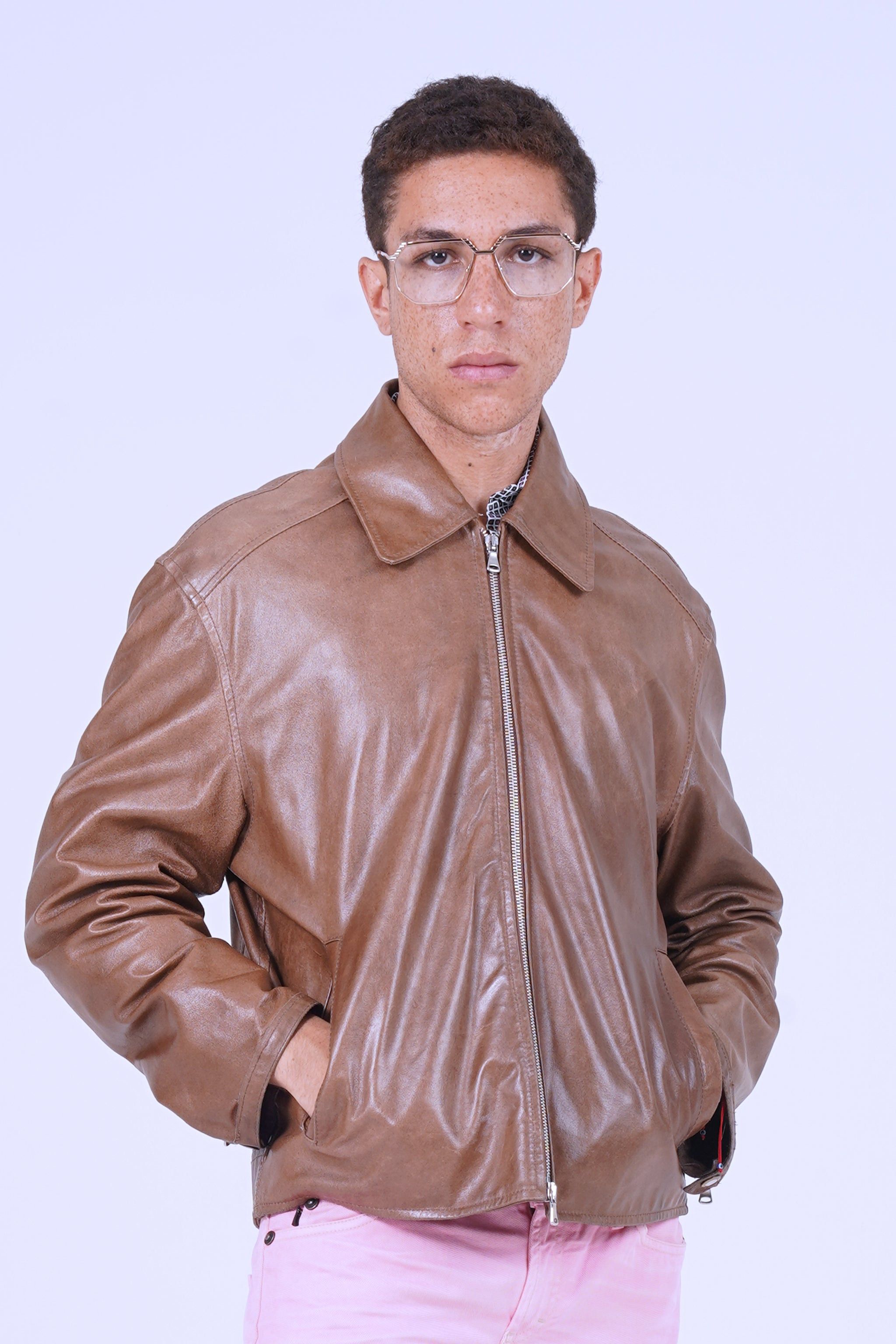 Vintage 90s Dark Brown Leather Zip Down Timberland Jacket XL