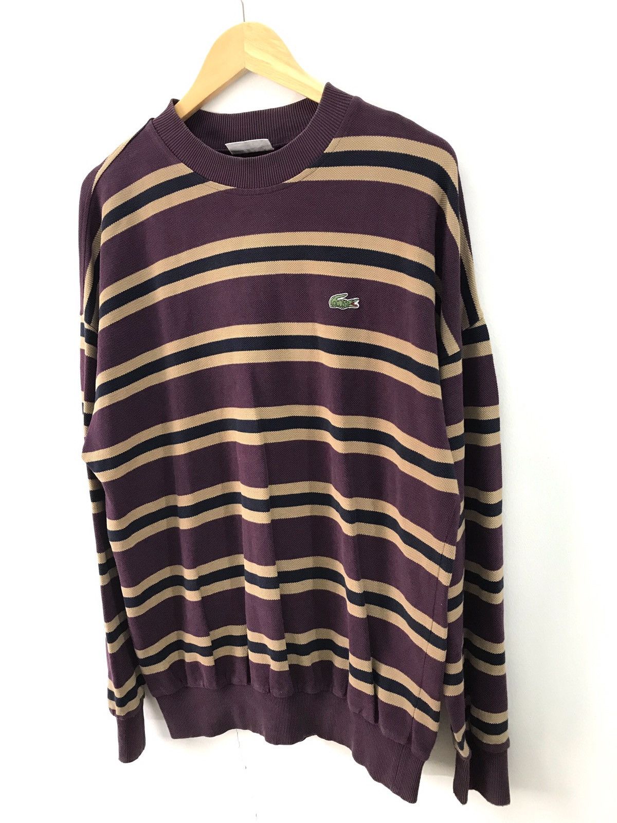 💥90s Lacoste Stripe Crewneck Pullover Sweatshirt