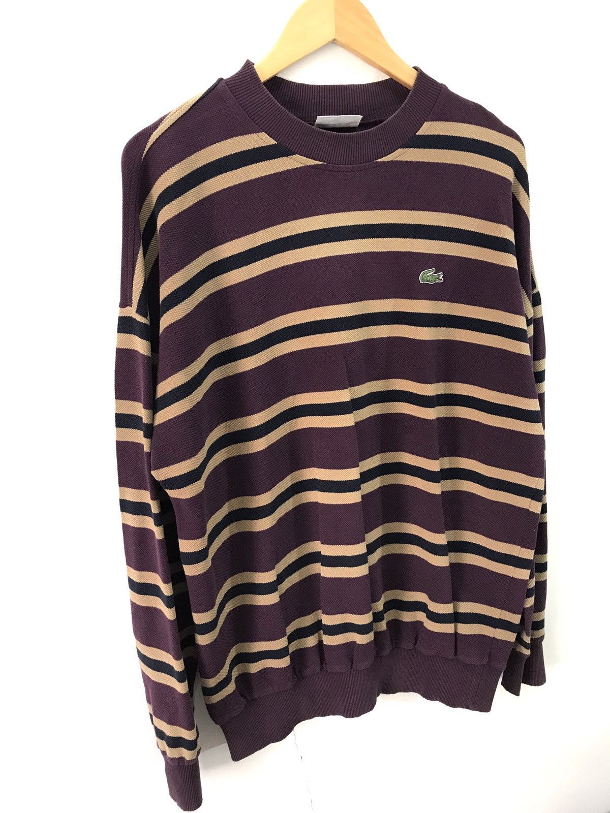 💥90s Lacoste Stripe Crewneck Pullover Sweatshirt