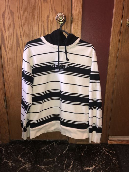 Supreme striped hooded outlet crewneck