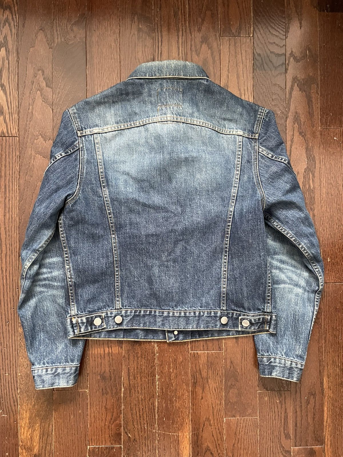 Helmut Lang Denim Jacket Cropped Vintage Effect Indigo Wash