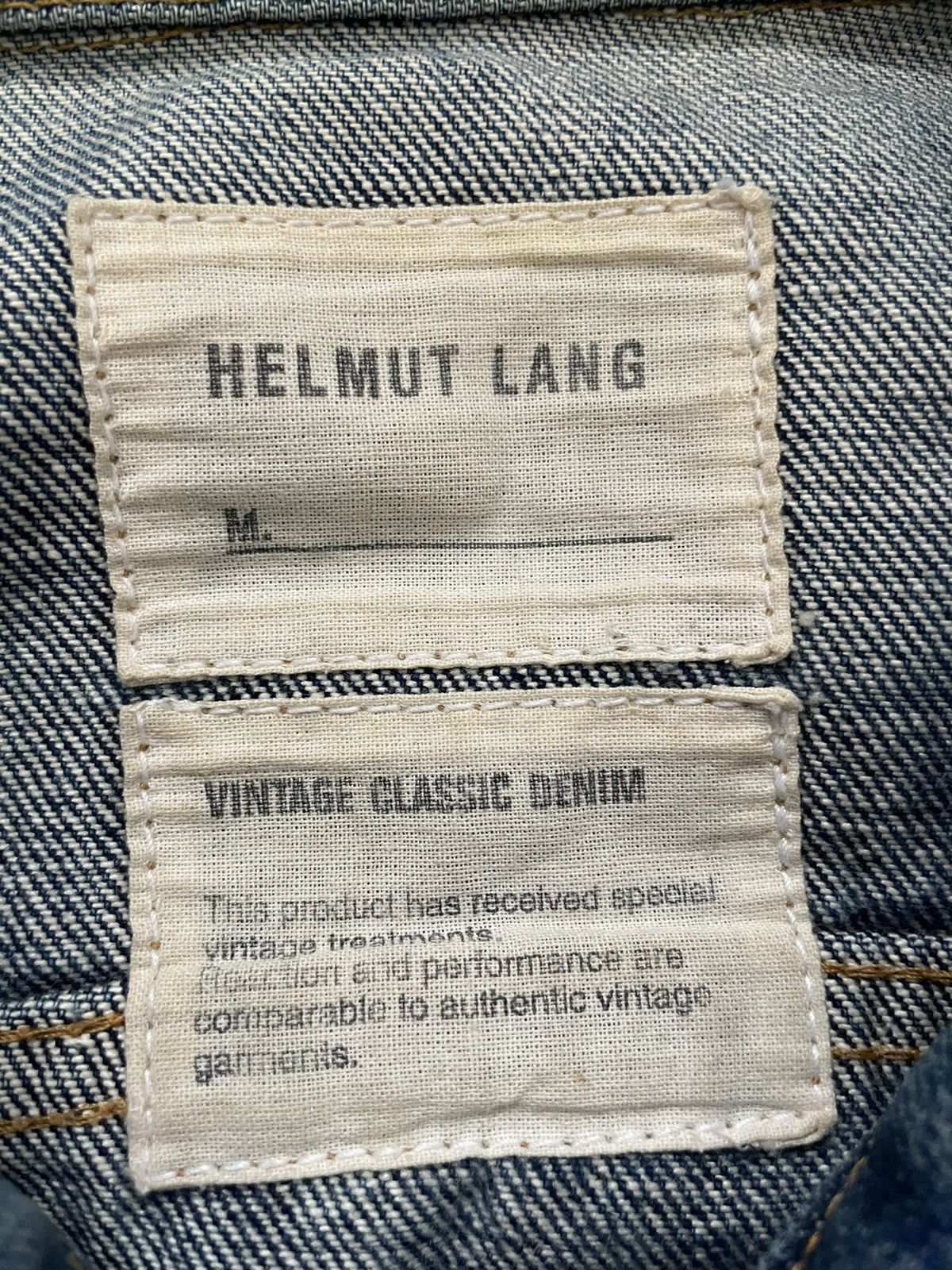 Helmut Lang Denim Jacket Cropped Vintage Effect Indigo Wash