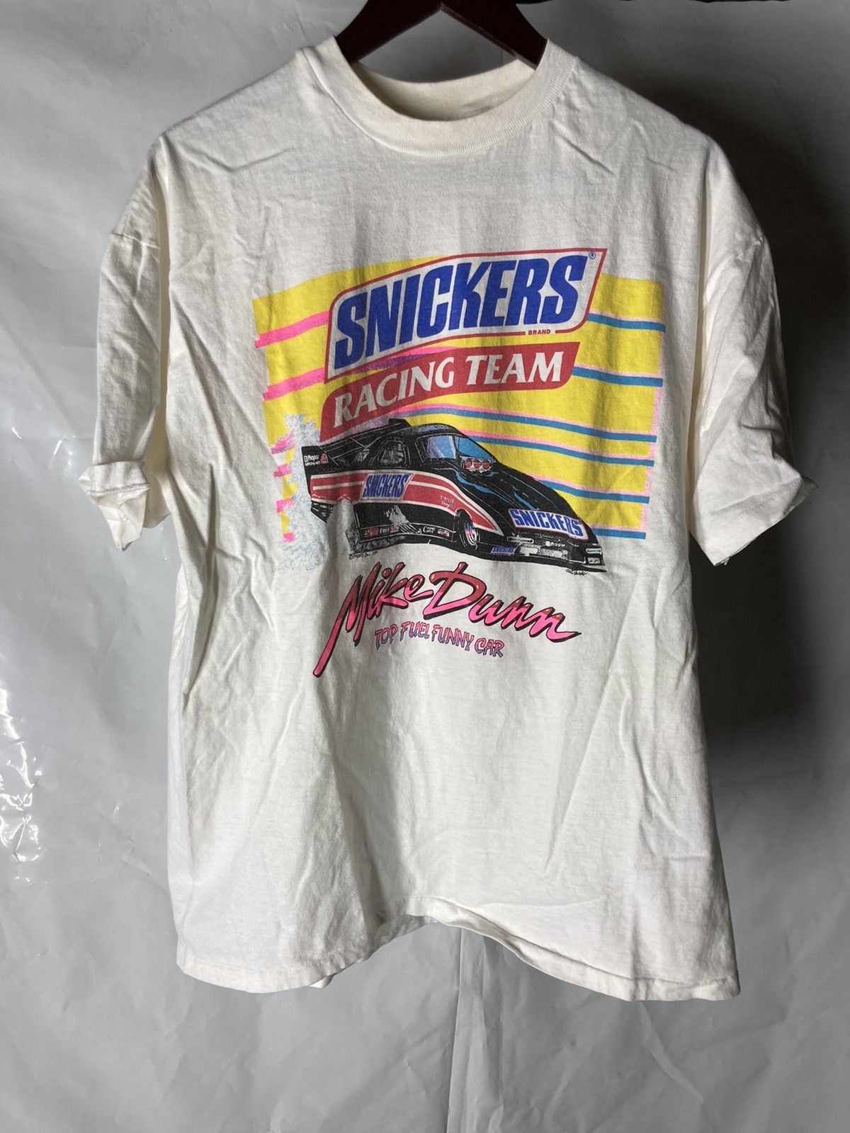 Vintage Vintage snickers snack racing tee shirt mike Dunn XL HANES ...