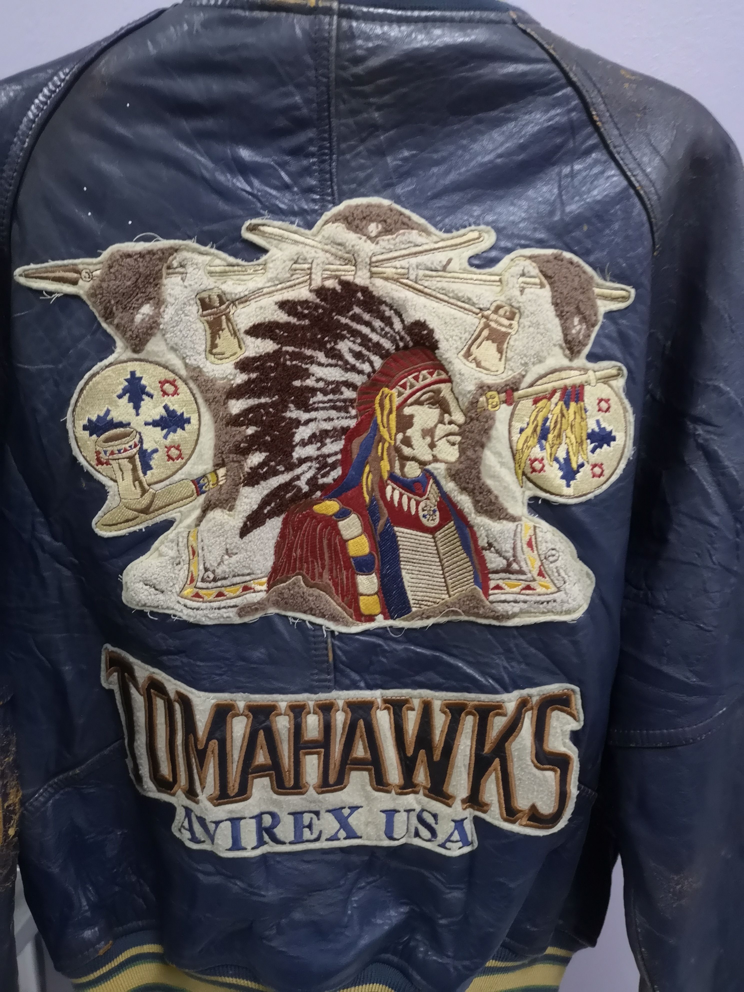 Avirex 🛩Rare Vtg Avirex Leather Bomber Indian Apache Tomahawk USA Size US M / EU 48-50 / 2 - 14 Thumbnail