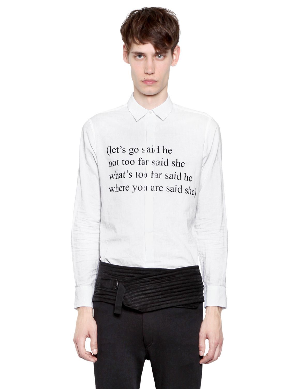 Pre-owned Ann Demeulemeester S/s16 E.e. Cummings Poem Shirt In White