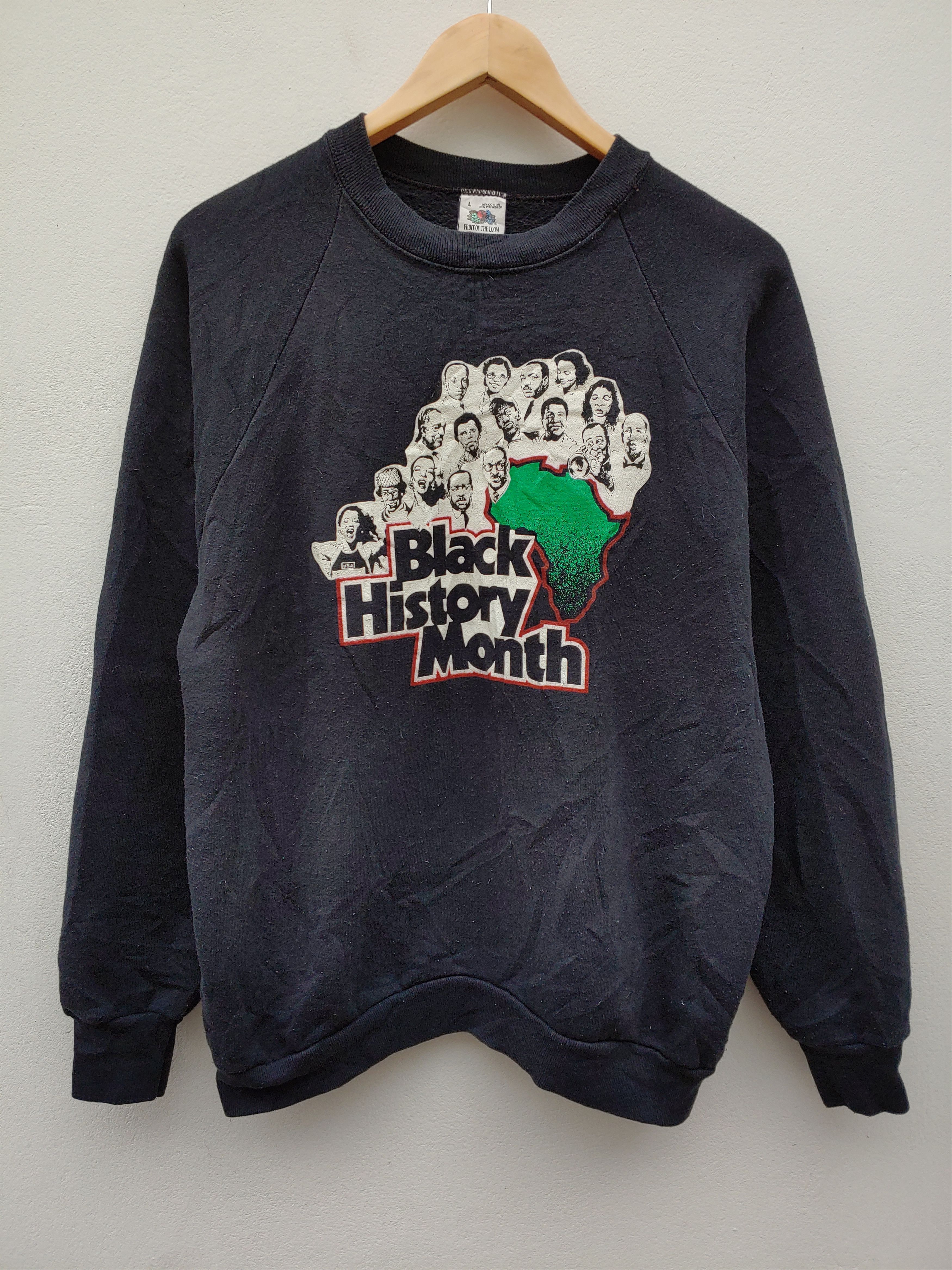 Vintage Vintage 80s Black History Month Sweatshirt Size US L / EU 52-54 / 3 - 1 Thumbnail
