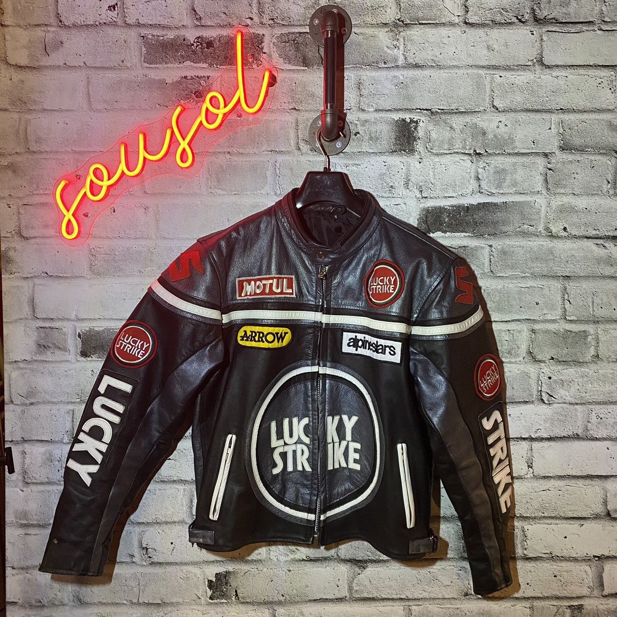 Vintage Vintage Lucky Strike Racing motorcycle leather jacket Size US S / EU 44-46 / 1 - 1 Thumbnail