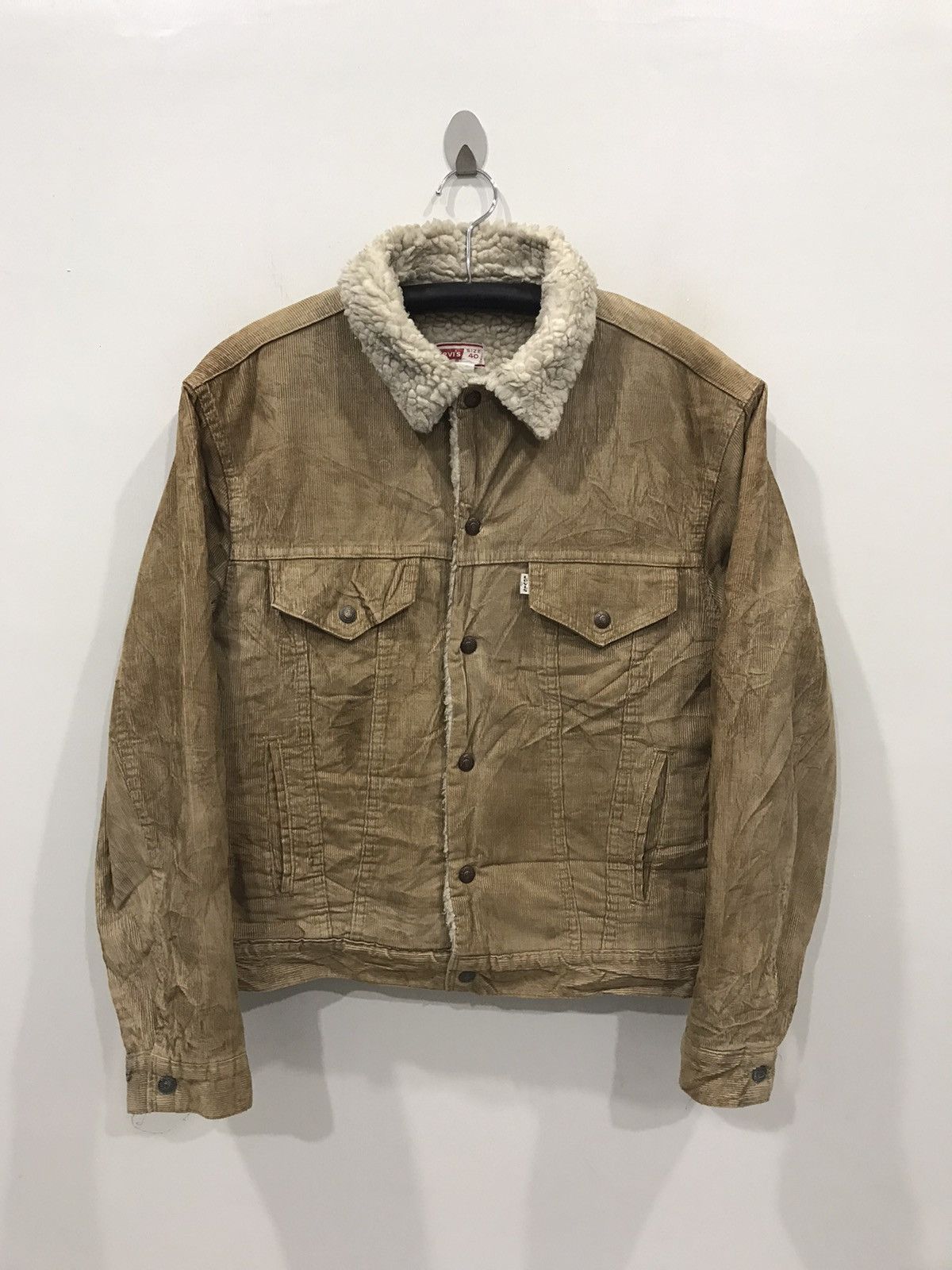 Levi's Vintage 70s Levis Trucker Curduroy Sherpa Lined Jacket Size US M / EU 48-50 / 2 - 3 Thumbnail