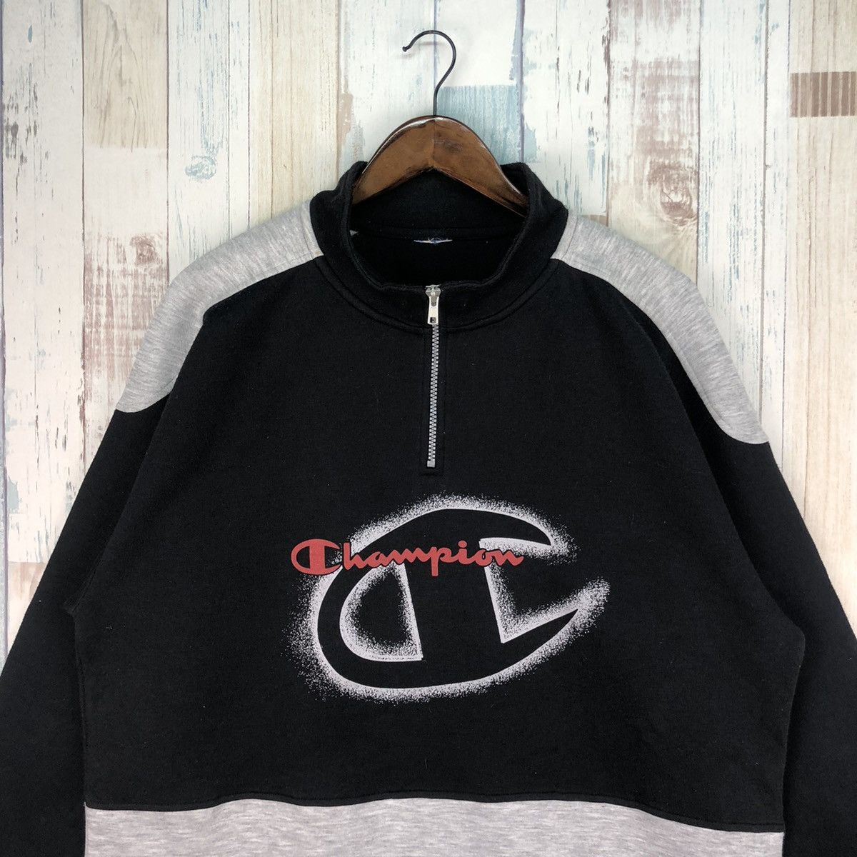 Champion × Vintage Vintage Champion Big Logo Half Zip Sweatshirt Size US XL / EU 56 / 4 - 3 Thumbnail