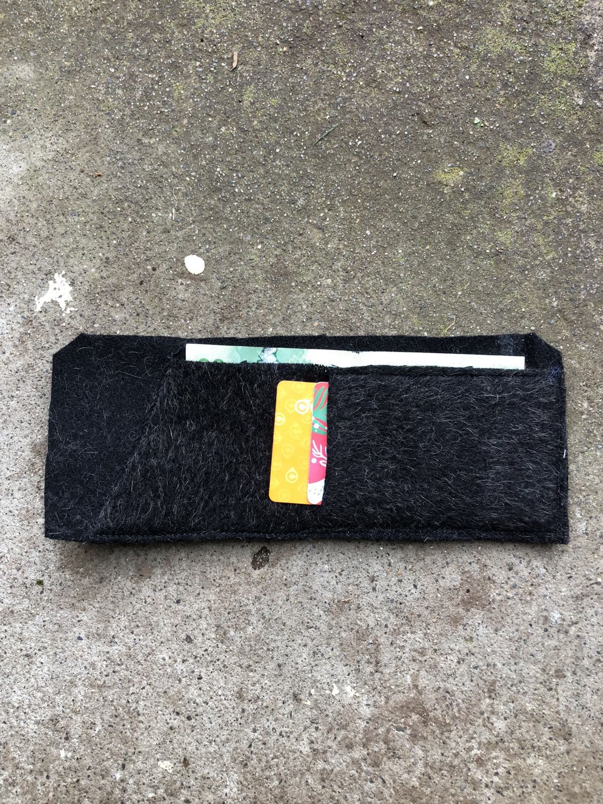 Handmade × Vintage Custom mohair wool contrast stitch wallet fur Size ONE SIZE - 2 Thumbnail