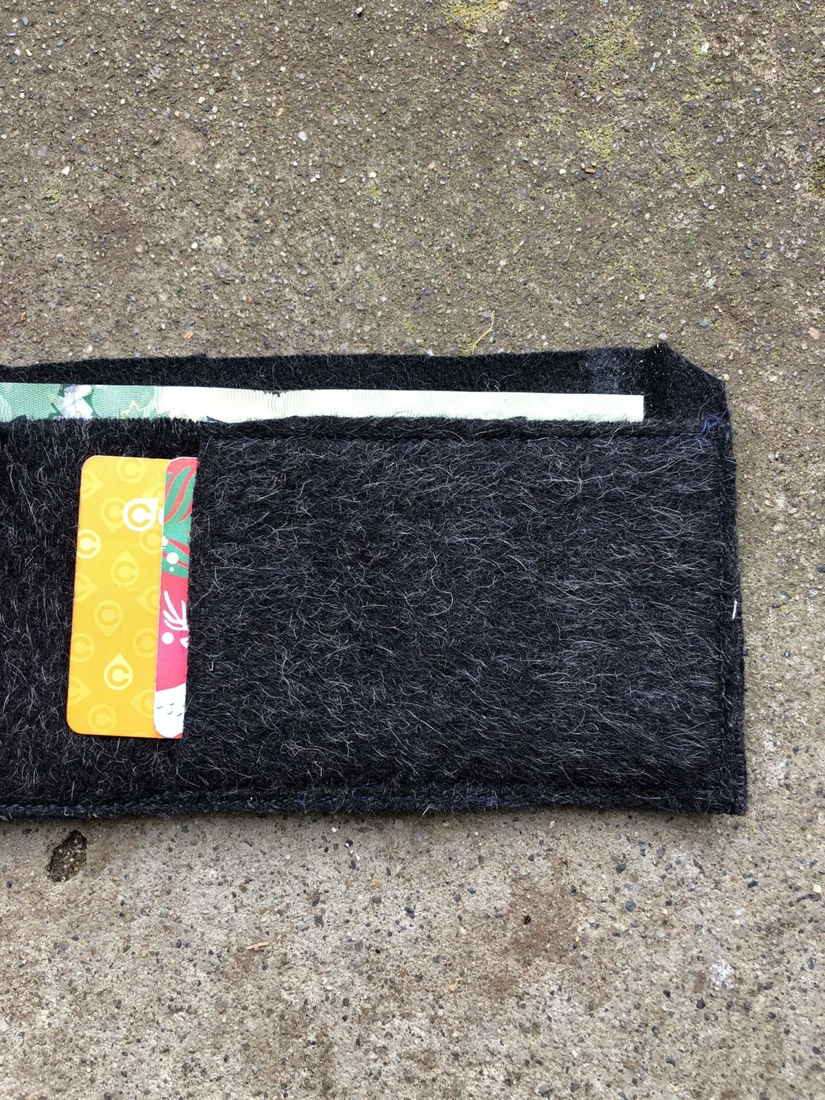 Handmade × Vintage Custom mohair wool contrast stitch wallet fur Size ONE SIZE - 3 Thumbnail