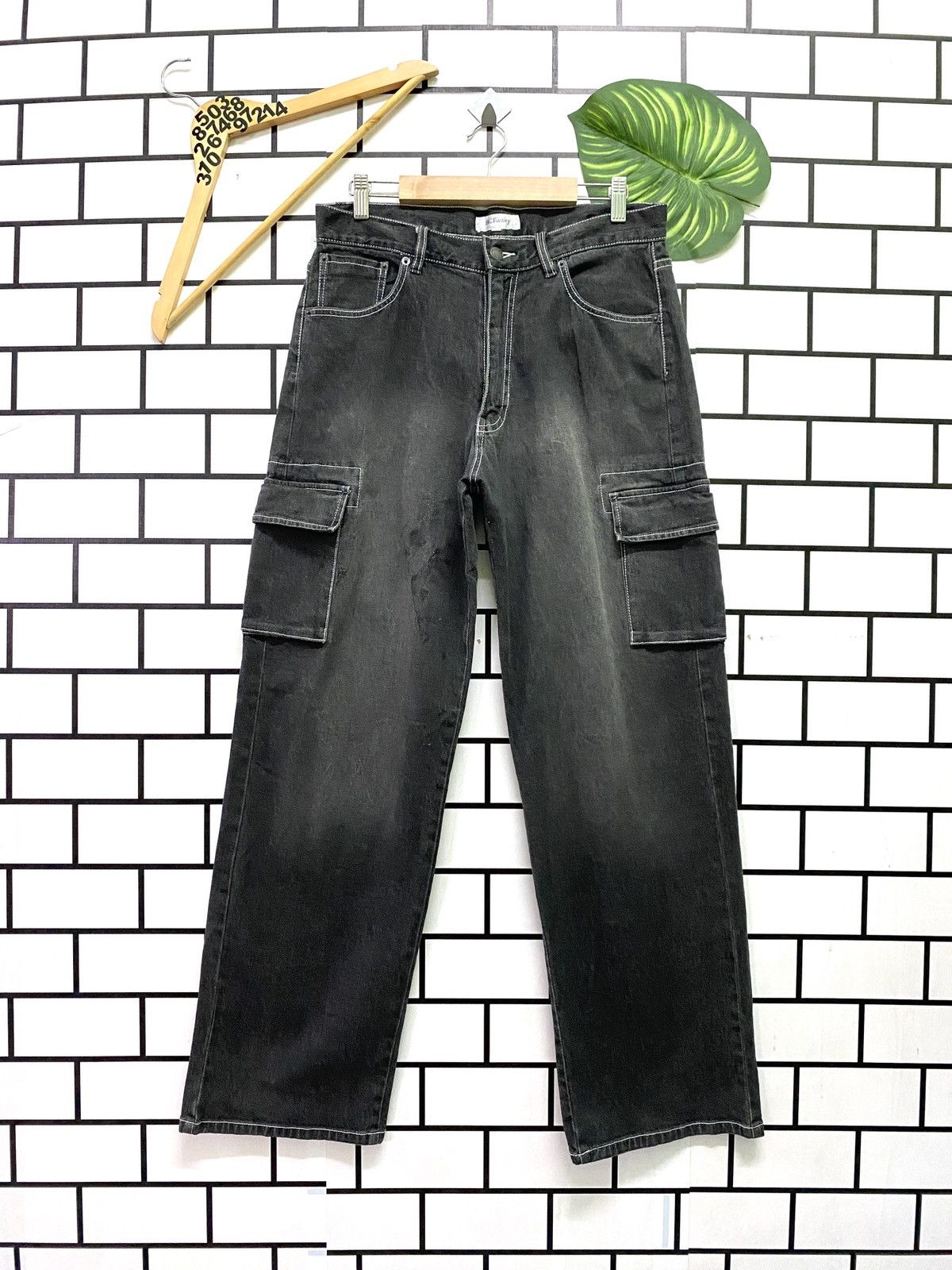 Japanese Brand Japan Made BC Factory Black Faded Multipocket Cargo Denim Size US 31 - 1 Thumbnail
