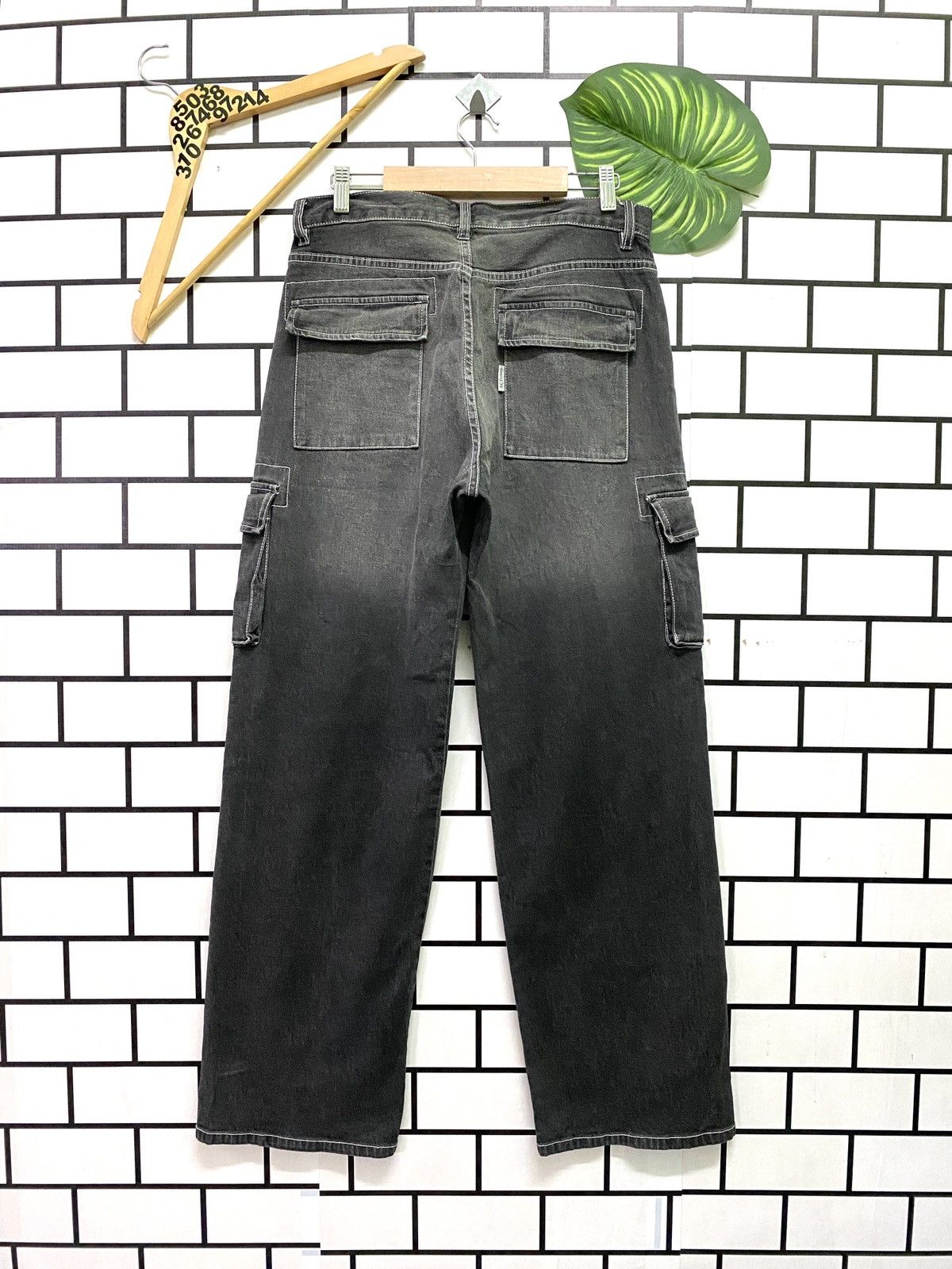 Japanese Brand Japan Made BC Factory Black Faded Multipocket Cargo Denim Size US 31 - 2 Thumbnail